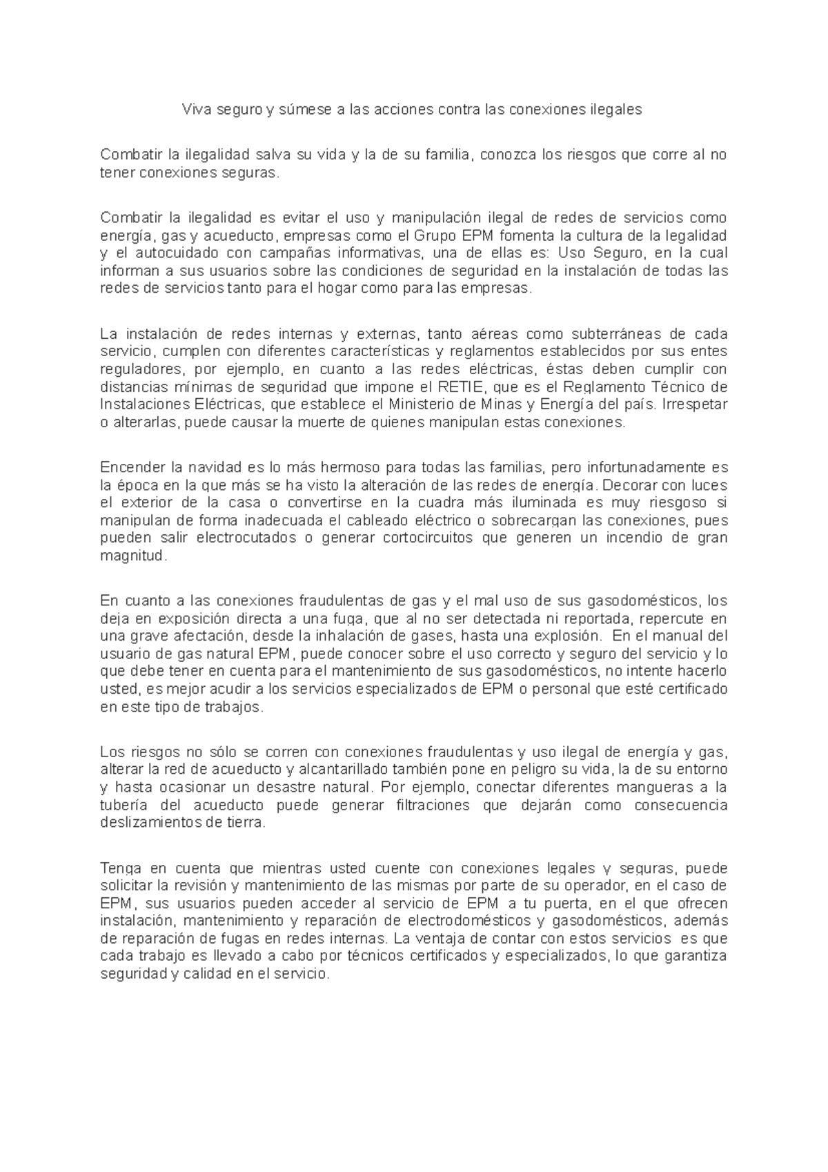 EPM USO Seguro - dcdcdcdc - Viva seguro y súmese a las acciones contra ...