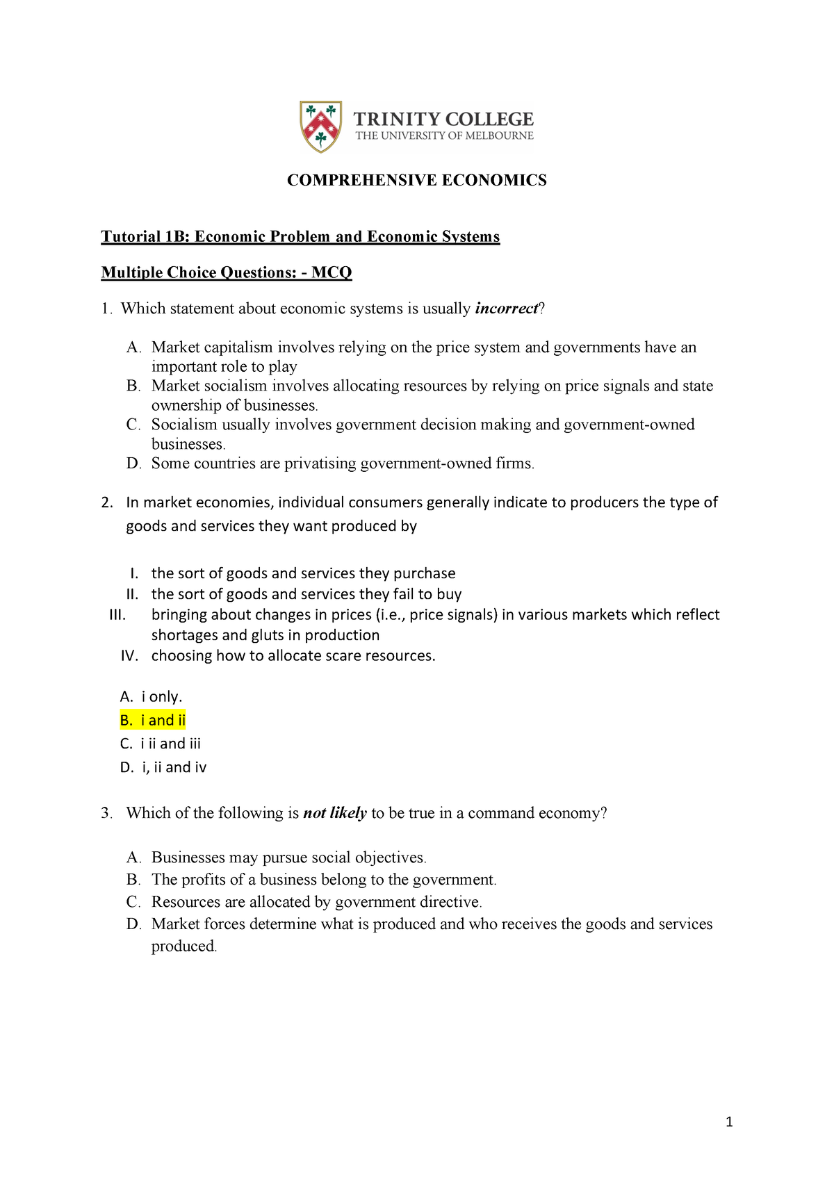 1B. Tutorial 1B - Adjskaj - COMPREHENSIVE ECONOMICS Tutorial 1B ...