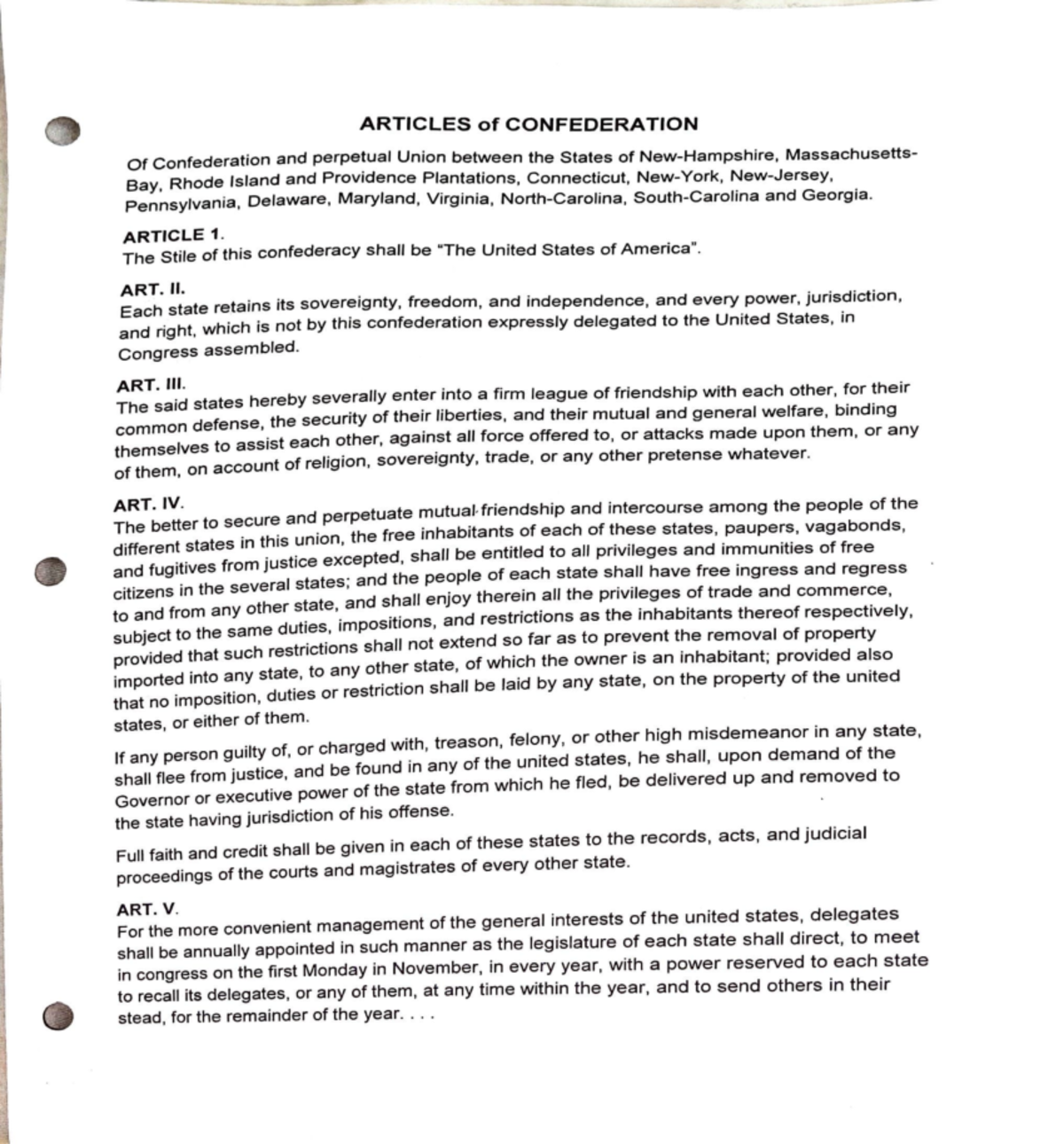Articles of confederation - ARTICLES of CONFEDERATION Of Confederation ...