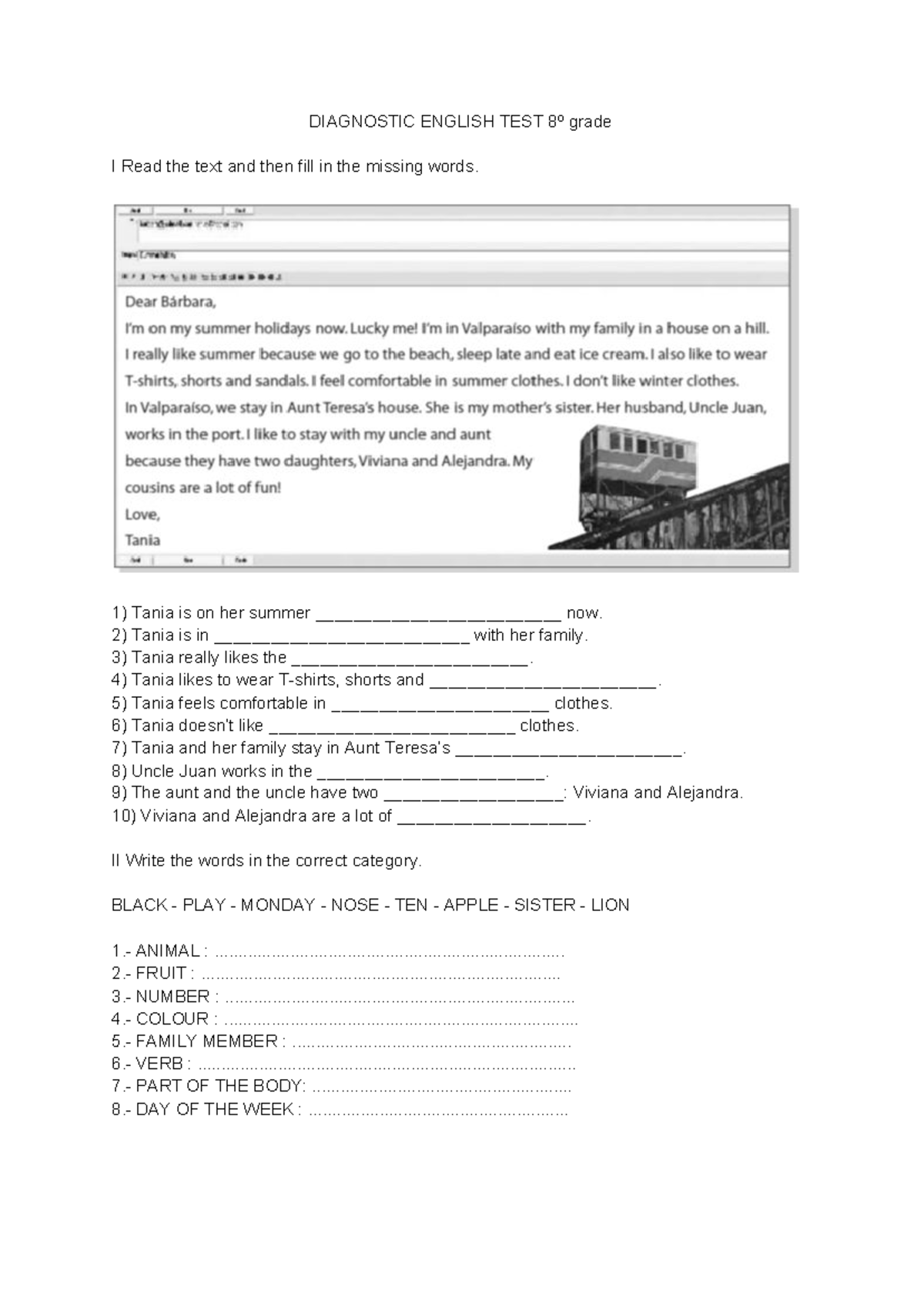 -Template- Diagnostic English TEST 8º Grade - DIAGNOSTIC ENGLISH TEST ...