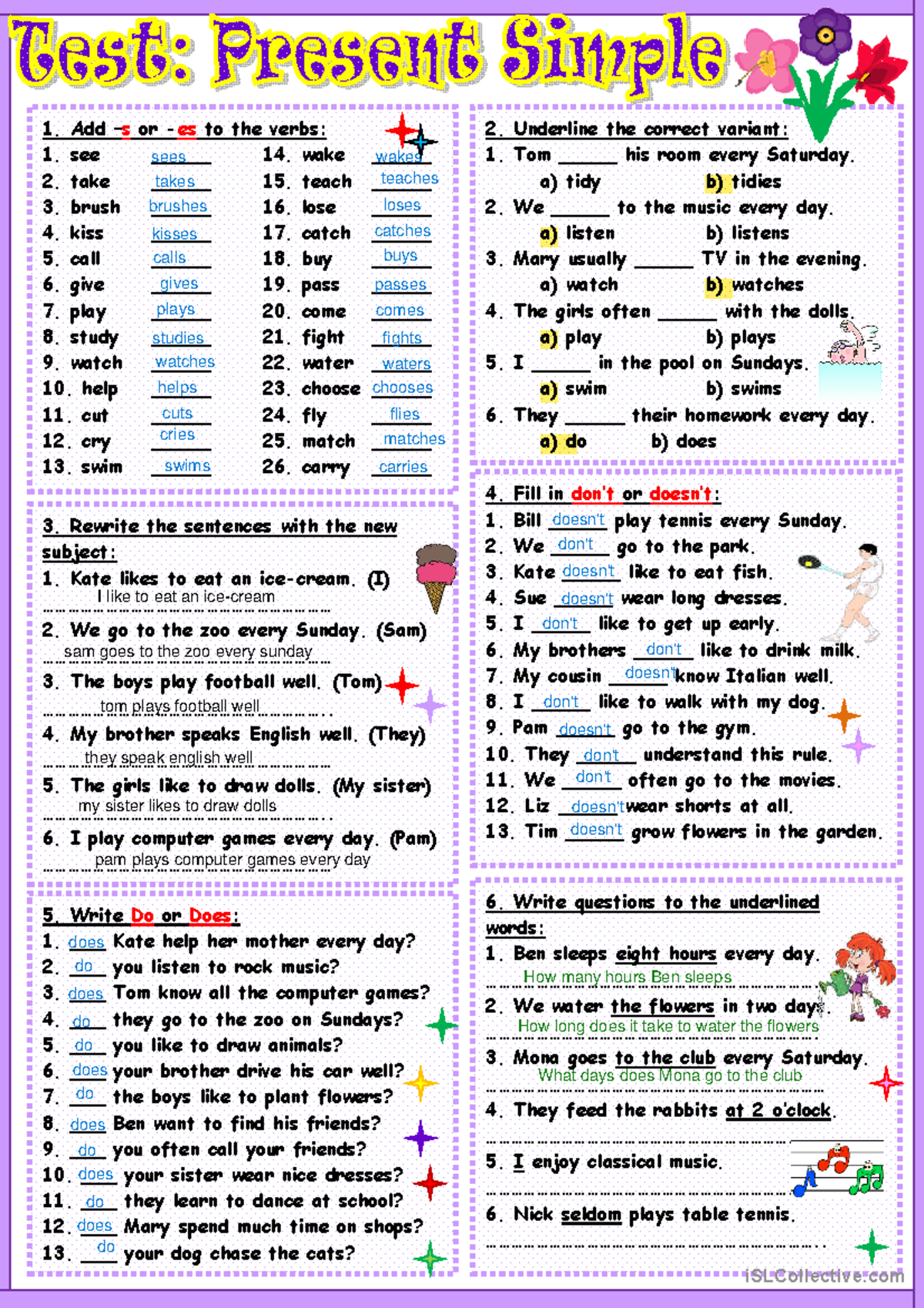 Present Simple - wdqwdew - Add – s or - es to the verbs: see _____ 14 ...