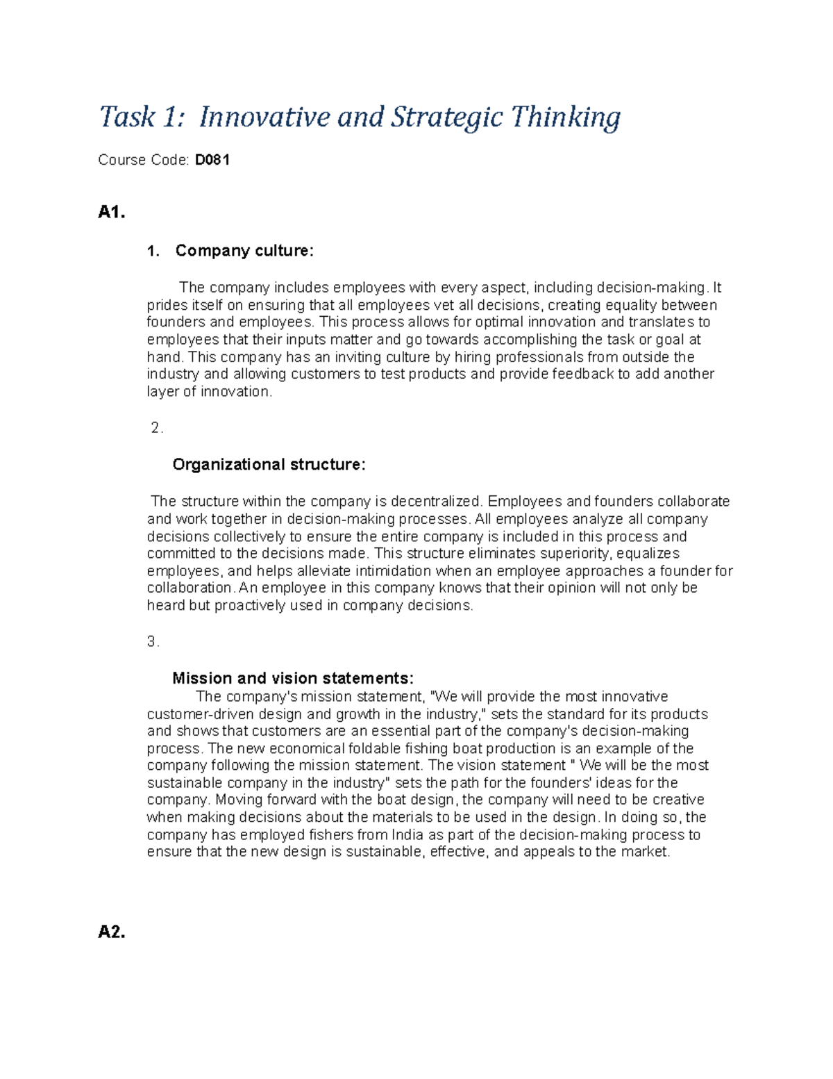 Task 1 D081- Innovative And Strategic Thinking- Passed - Task 1 ...