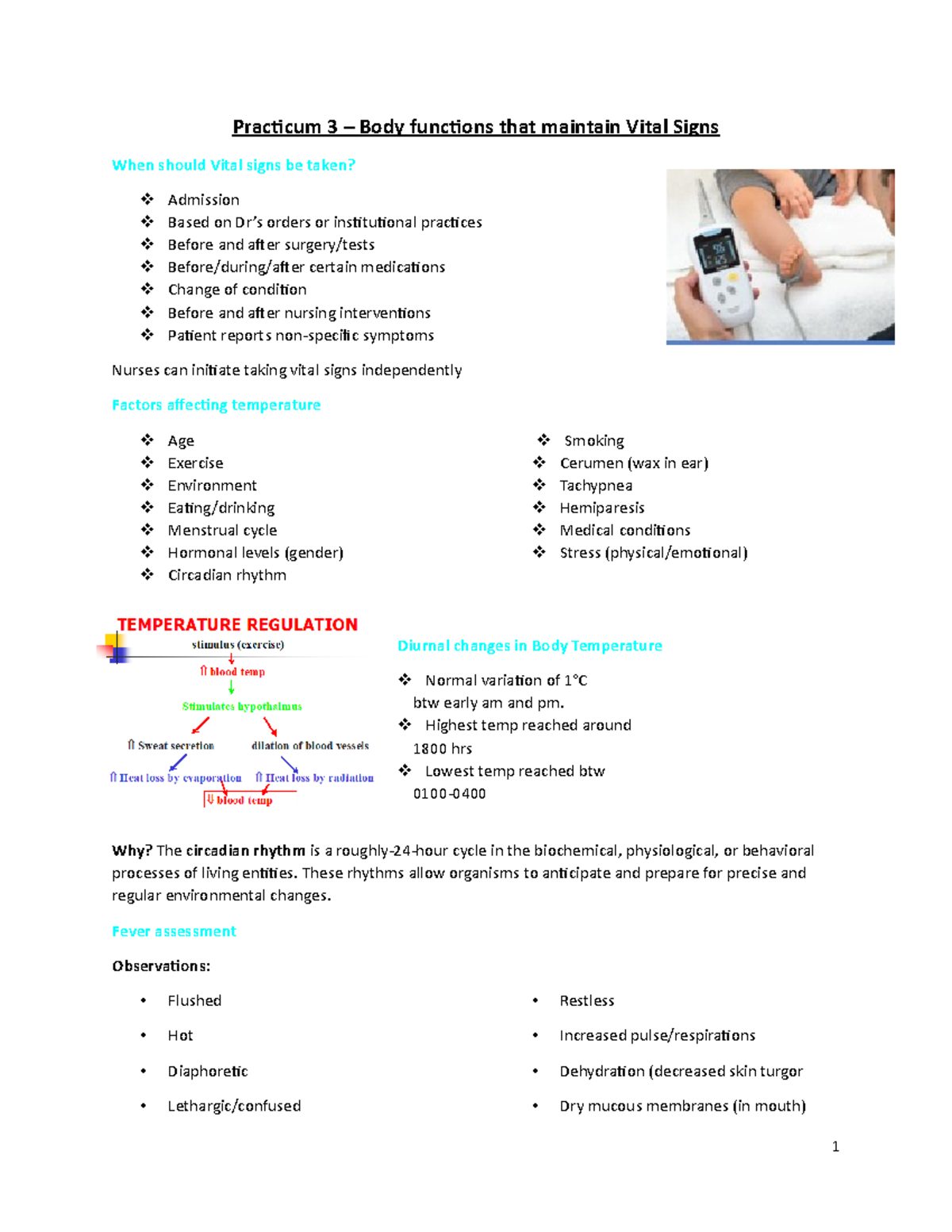 Practicum 3-Vital Signs- summer 2022 - Practicum 3 – Body functions ...