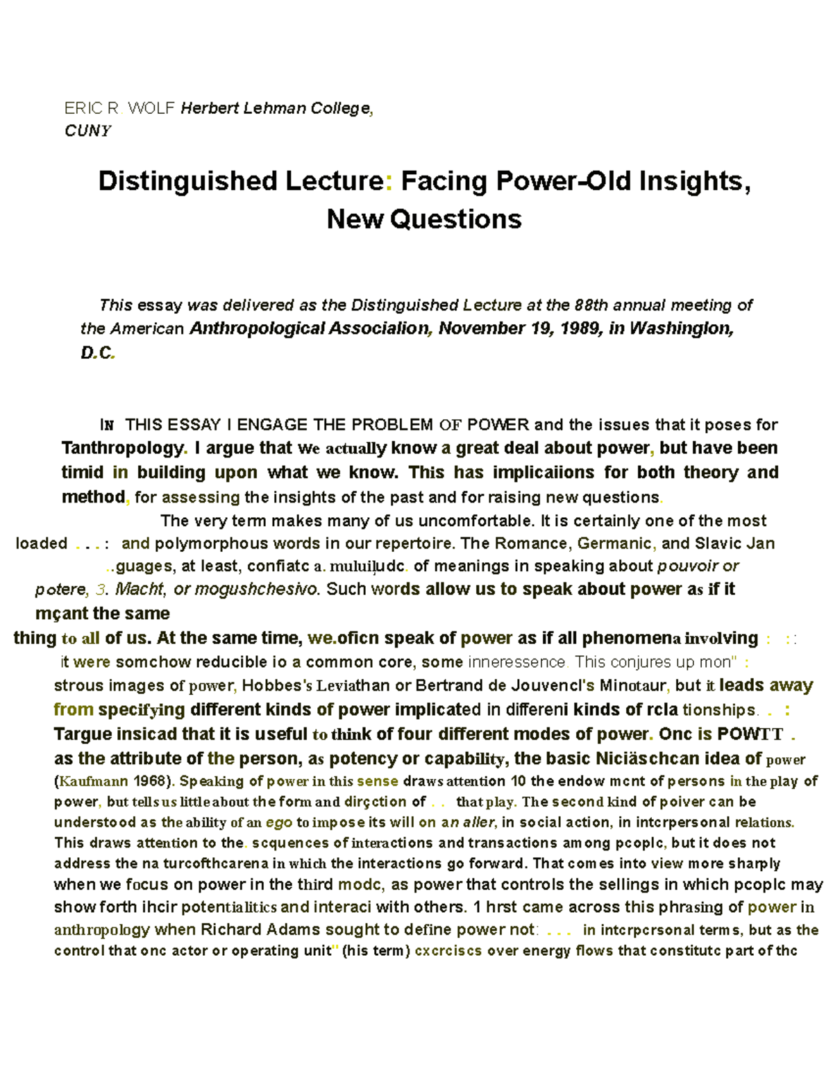 Eric Wolf (Facing Power - Old Insights, New Questions) - ERICR ...