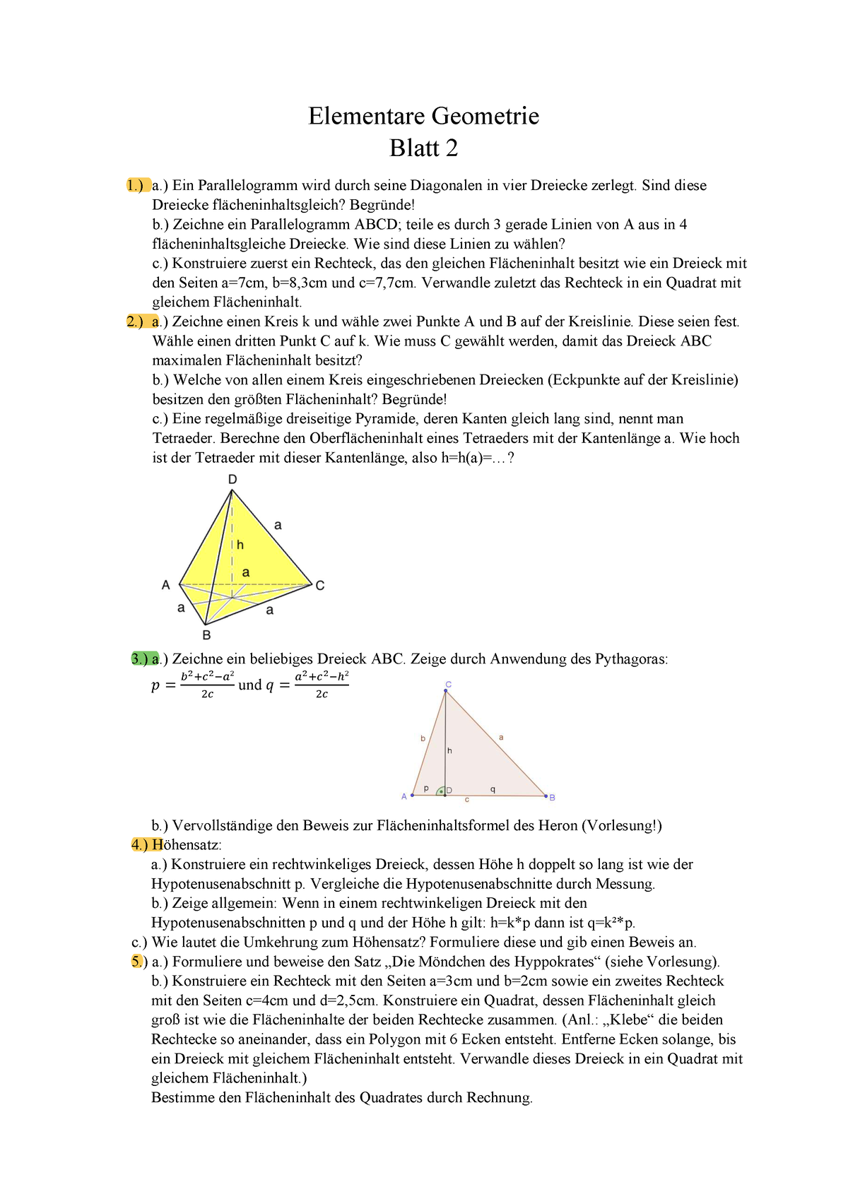 Elementargeometrie SS22 Uebungsblatt 02 - Elementare Geometrie Blatt 2 ...