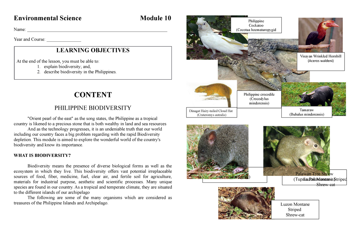 Environmental Science- Module 10 - Explain Biodiversity; And, 2 ...