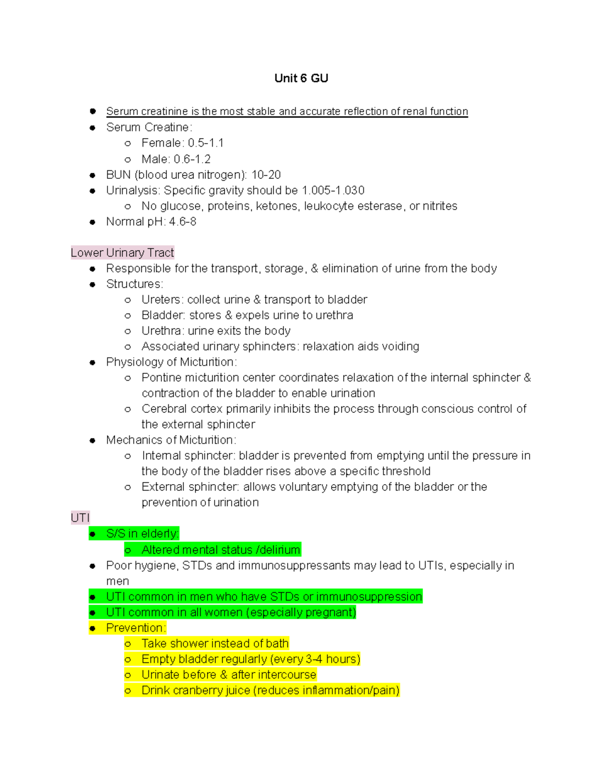 Patho Exam #3 - Unit 6 GU Serum creatinine is the most stable and ...