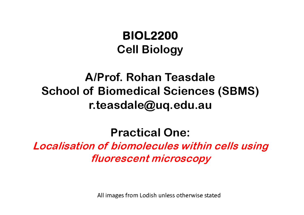 BIOL2200 Introduction to Practical One 2023 Final - BIOL 2200 Cell ...