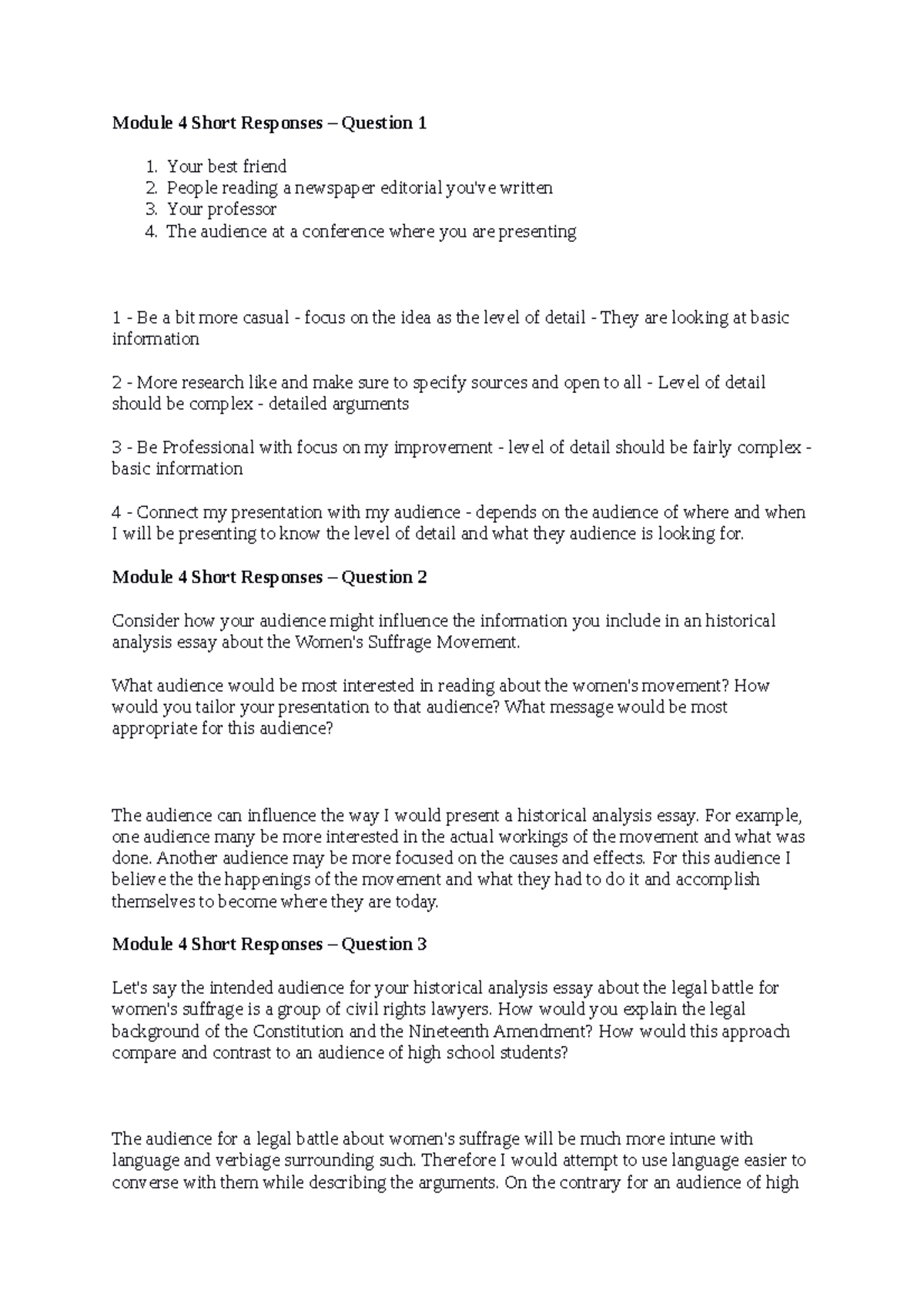 HIS-200 Module 4 Short Answer Responses - Module 4 Short Responses ...