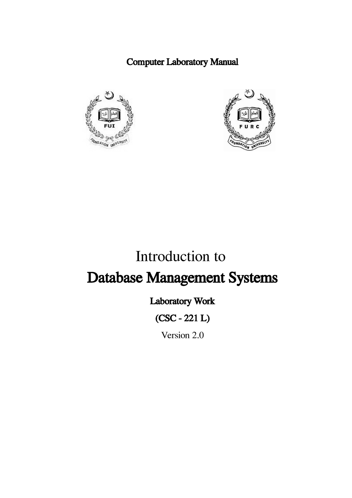 DBMS LAB Manual 2 - PRACTICAL - Computer Laboratory Manual Introduction ...