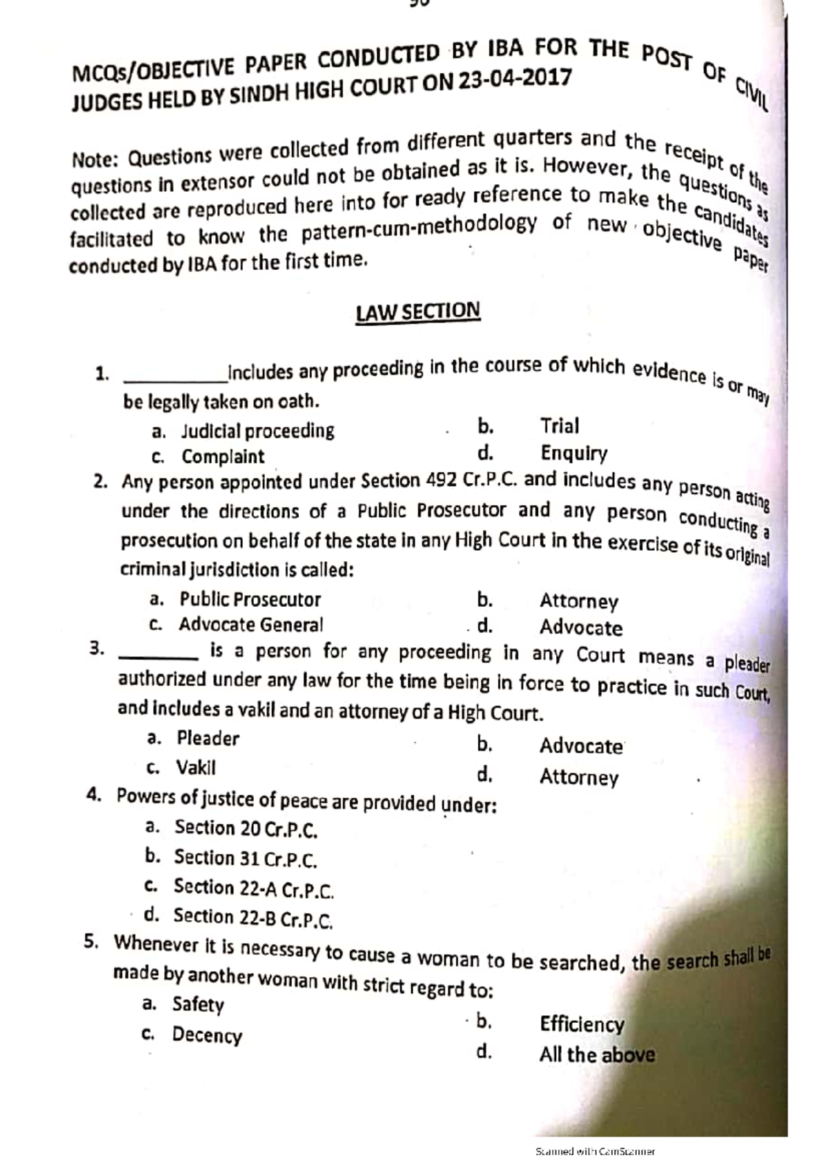 Mcqs past paper cj jm lecture notes 1 criminal procedural code