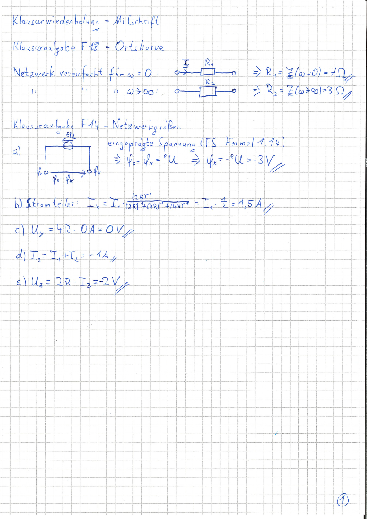 Mitschrift HSÜ12 Klausurwiederholung - Grundlagen Der Elektrotechnik I ...