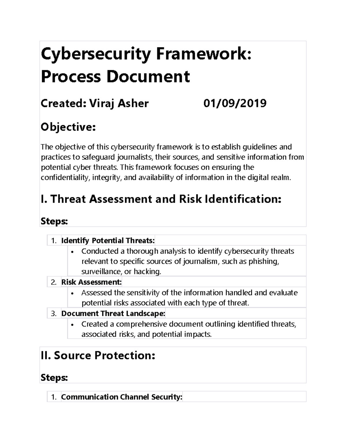 Cybersecurityframework 1 - Cybersecurity Framework: Process Document ...