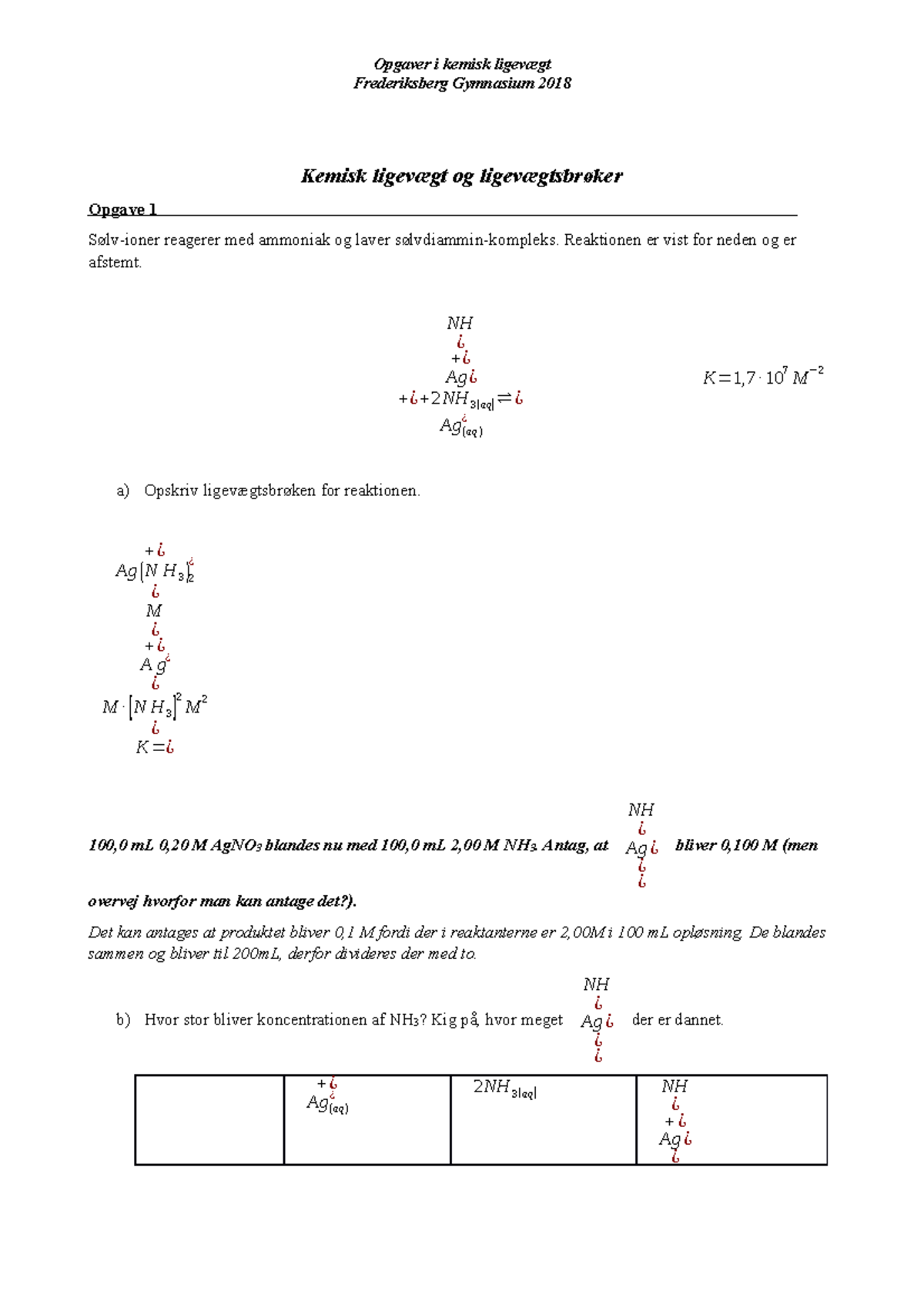 Kemisk Ligevægt Og Ligevægtsbrøker - Frederiksberg Gymnasium 2018 ...