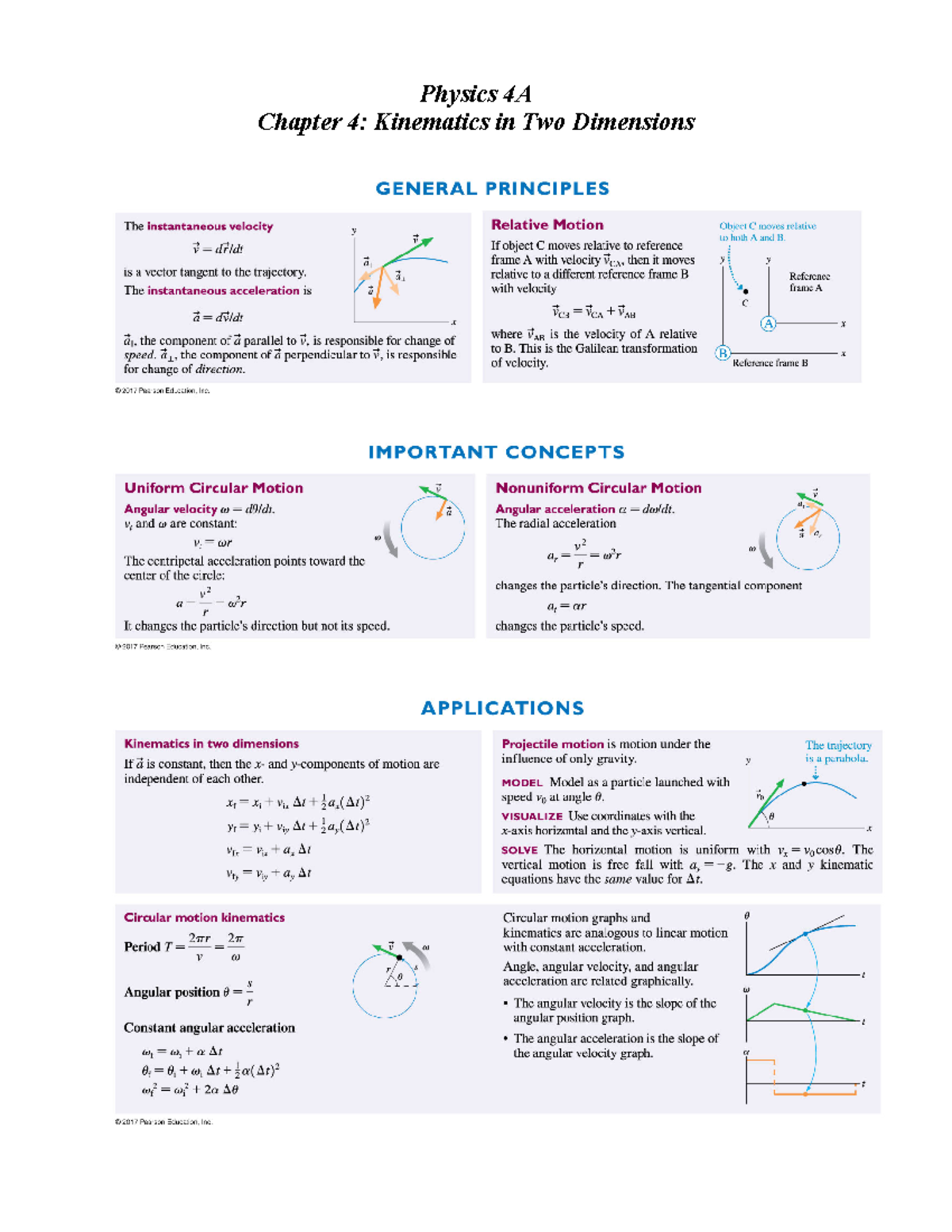 Chapter 4 Problems - Physics 4A Chapter 4: Kinematics In Two Dimensions ...