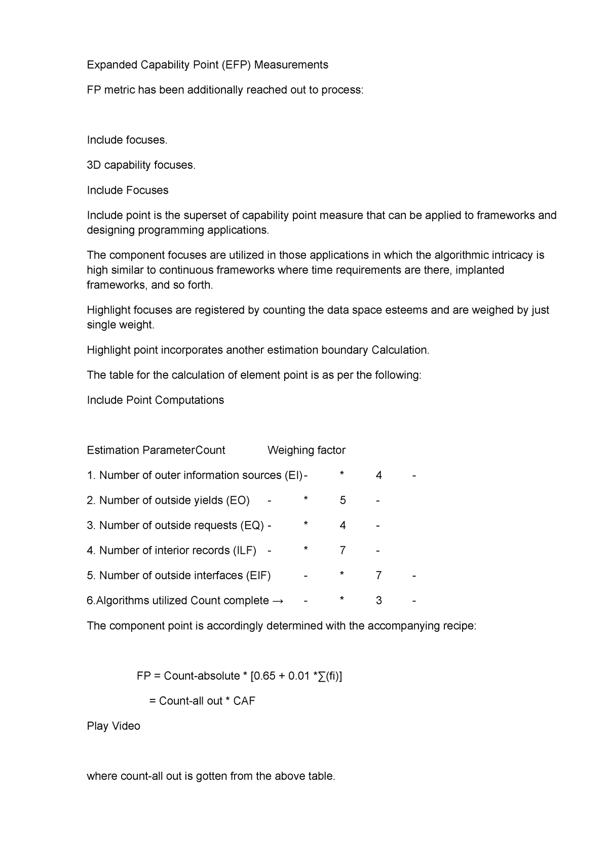 Expanded Capability Point (EFP) Measurements - 3D capability focuses ...