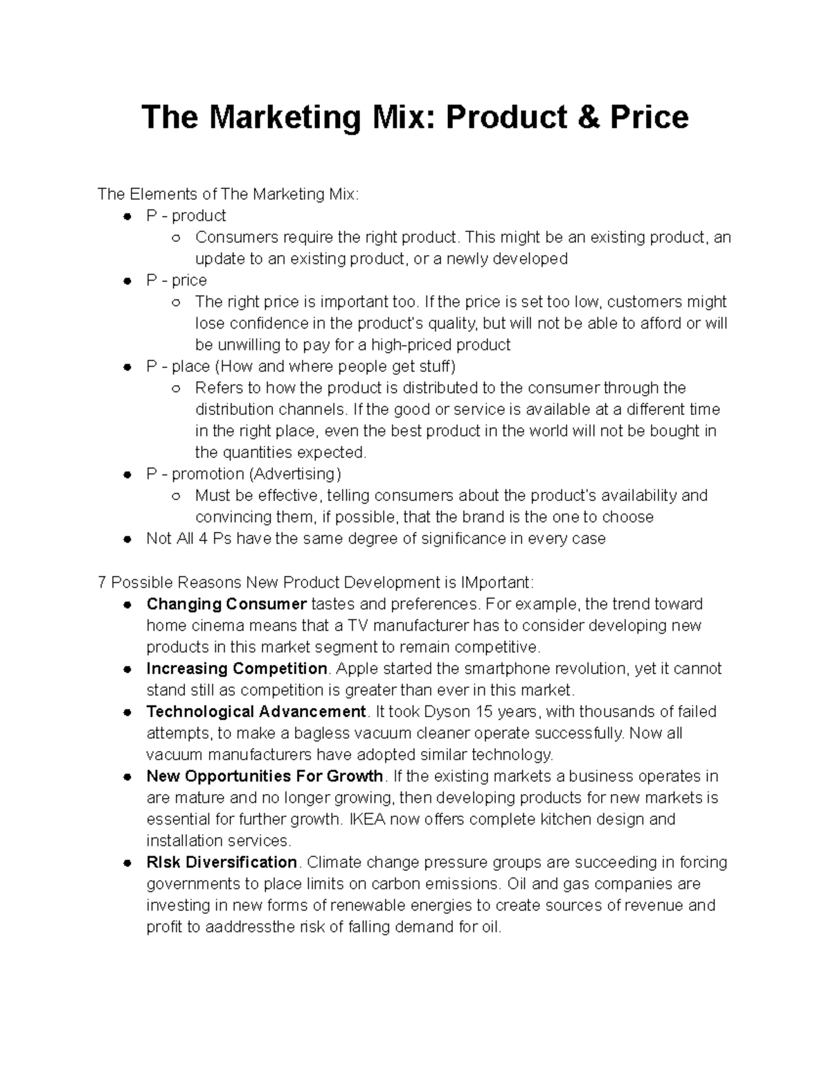 Chapter 19 - AICE Business - The Marketing Mix: Product & Price The ...