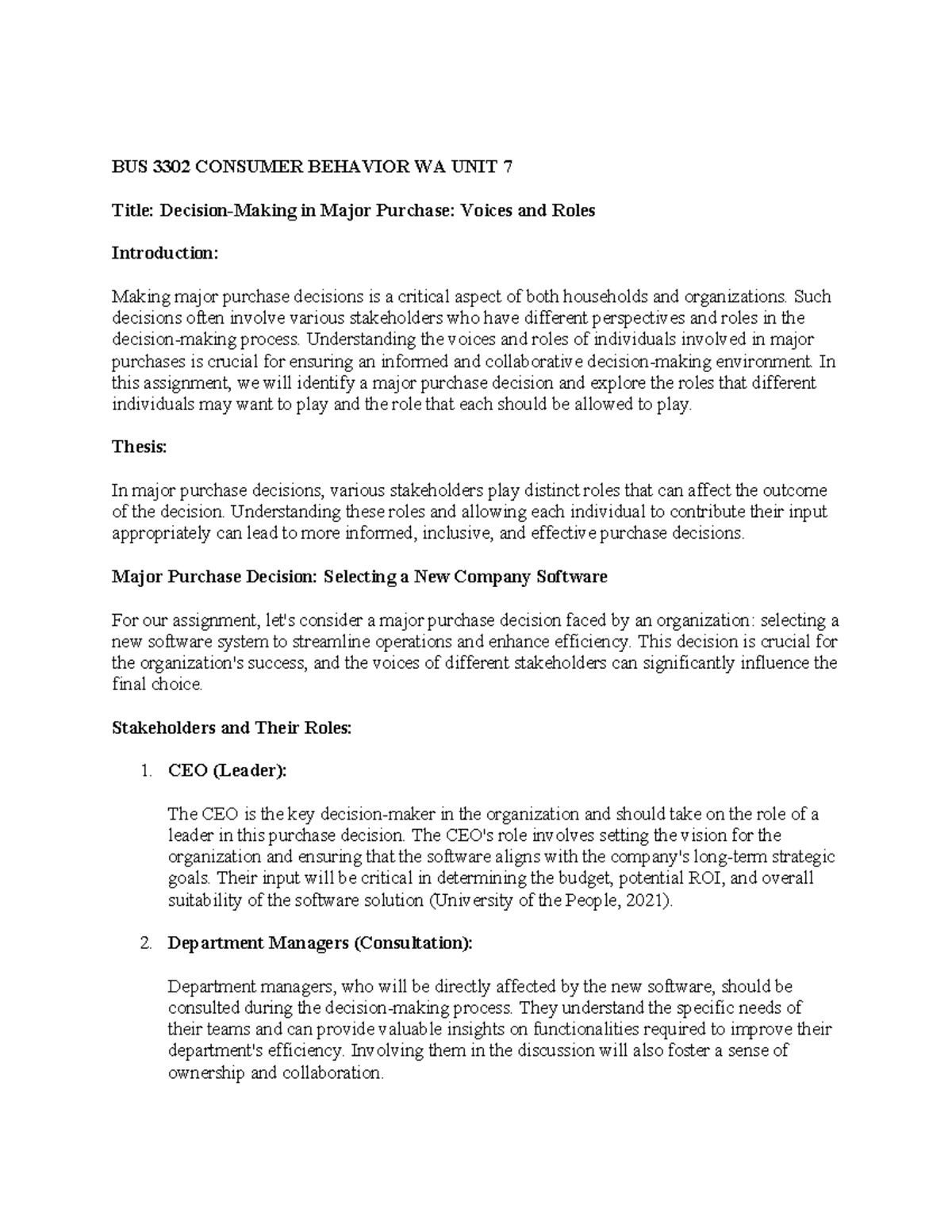 BUS 3302 Consumer Behavior WA UNIT 7 - BUS 3302 CONSUMER BEHAVIOR WA ...