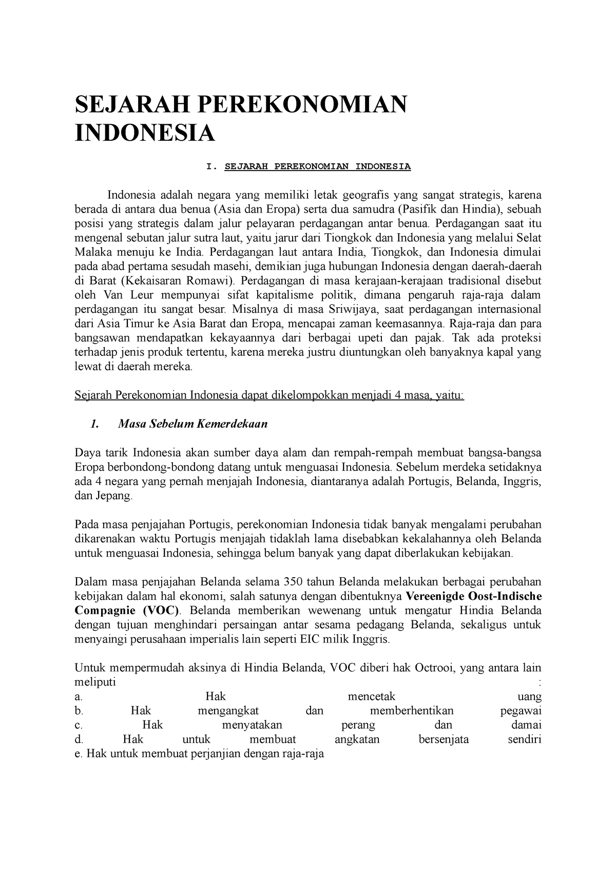 Sejarah Perekonomian Indonesia - SEJARAH PEREKONOMIAN INDONESIA I ...