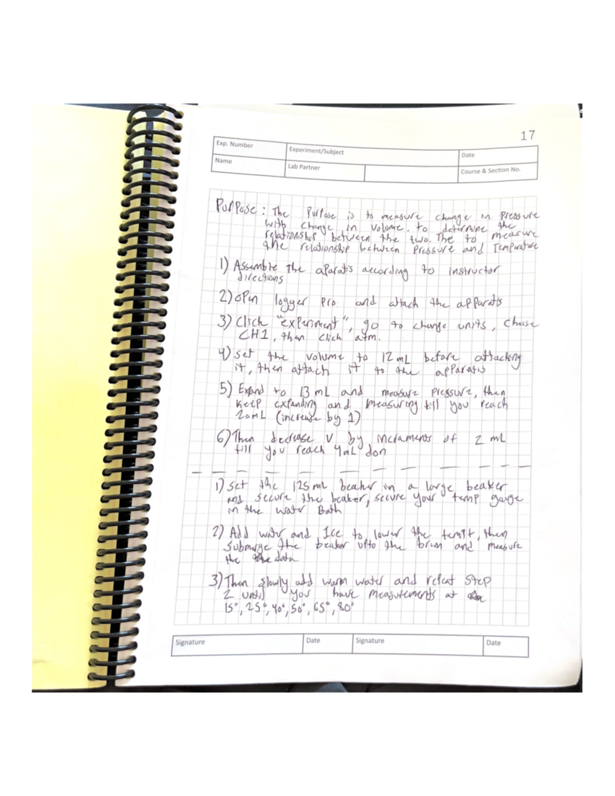 Bolesta- Lab 8 Lab notebook - 17 Exp. Number Date Name Lab Partner ...