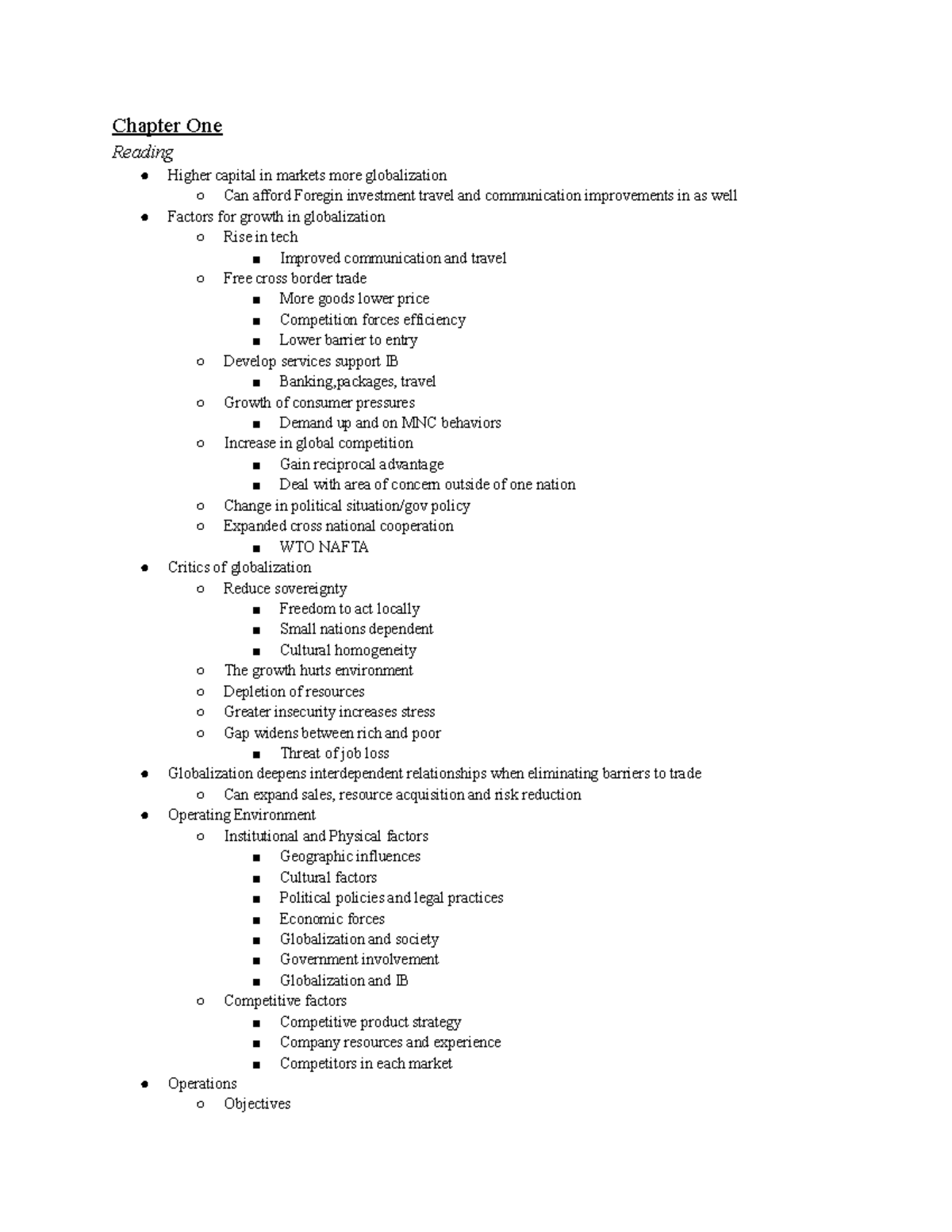 D270 Study Guide - Chapter One Reading Higher capital in markets more ...