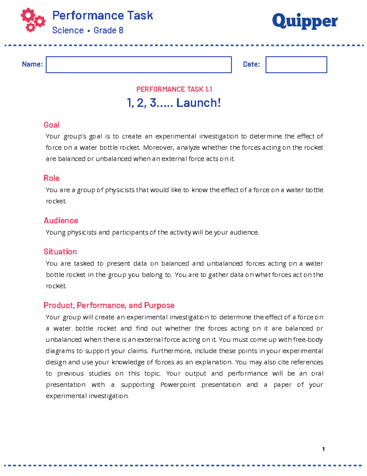 ME Sci 8 Q1 01 PT - About Science - Performance Task Science • Grade 8 ...