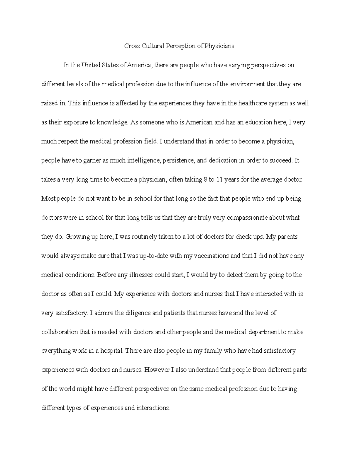 perception of health essay