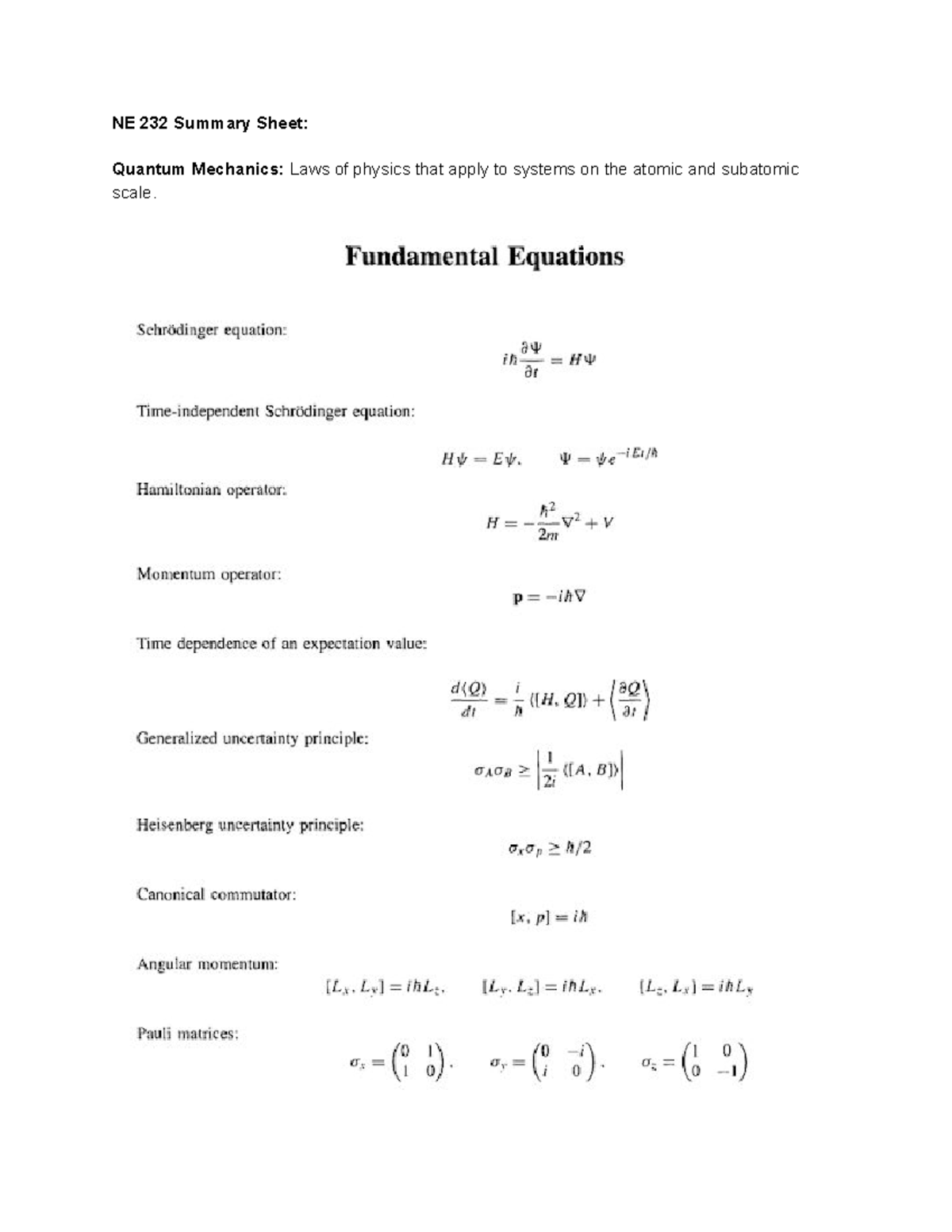 ne-232-summary-sheet-ne-232-summary-sheet-quantum-mechanics-laws-of