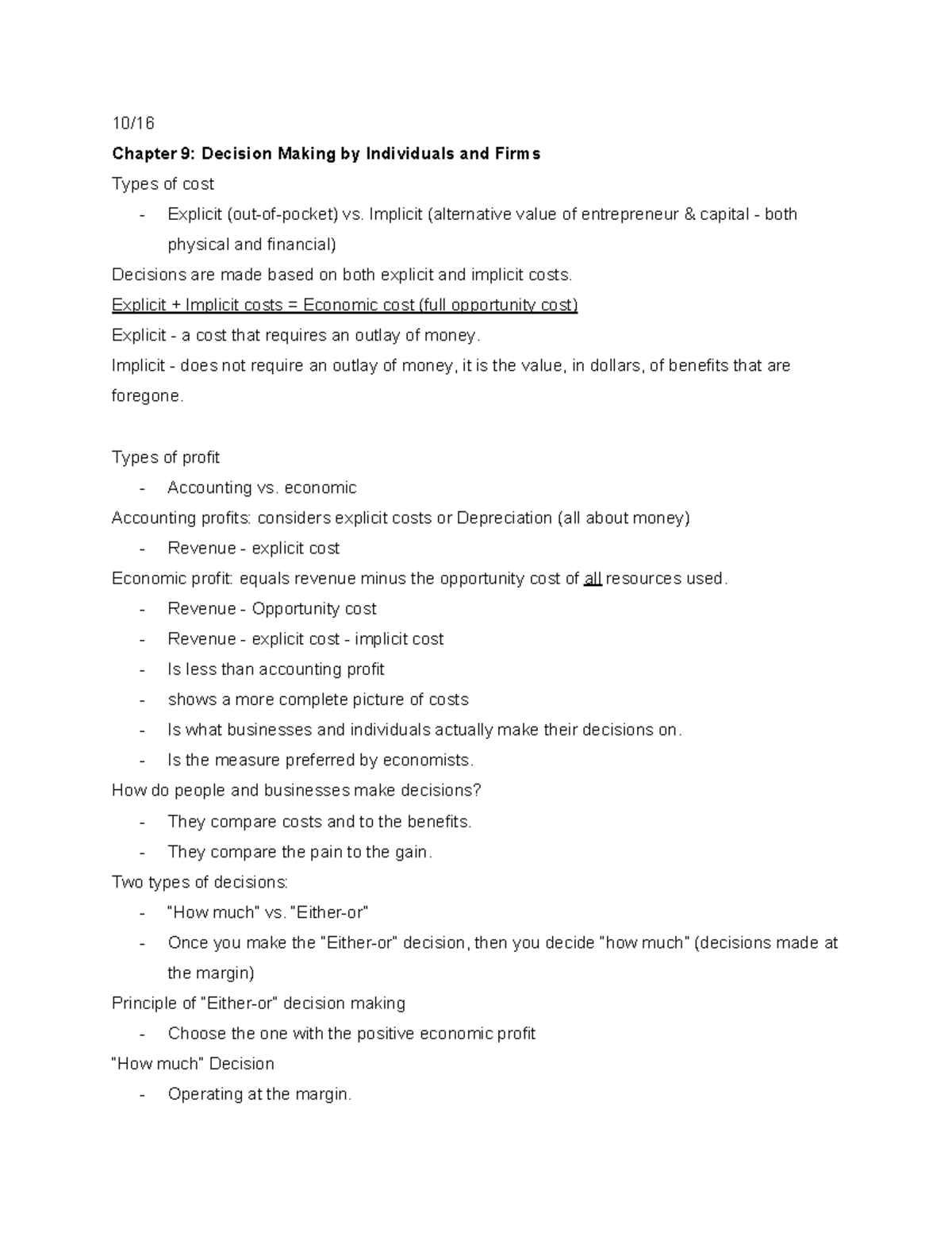 econ-103-notes-2-10-chapter-9-decision-making-by-individuals-and