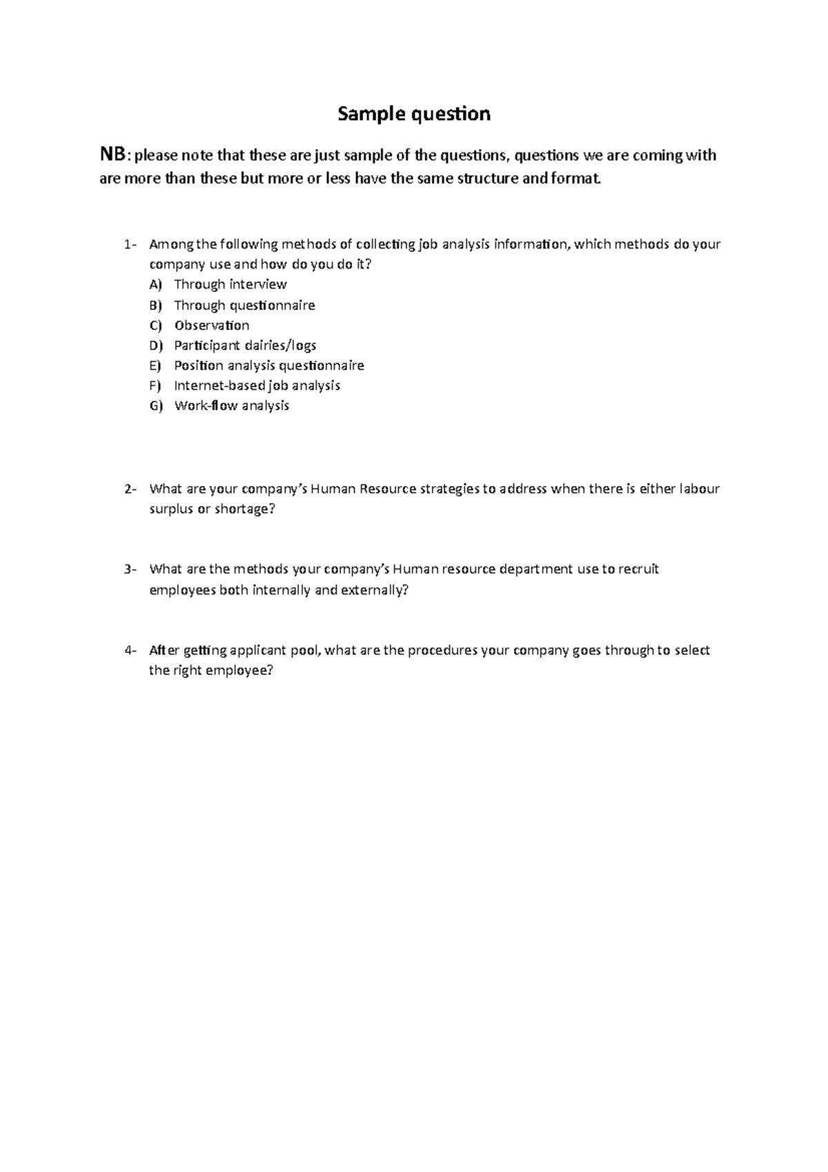 Sample-questions-Exam Human Resource Management HRM 302 - Sample ...