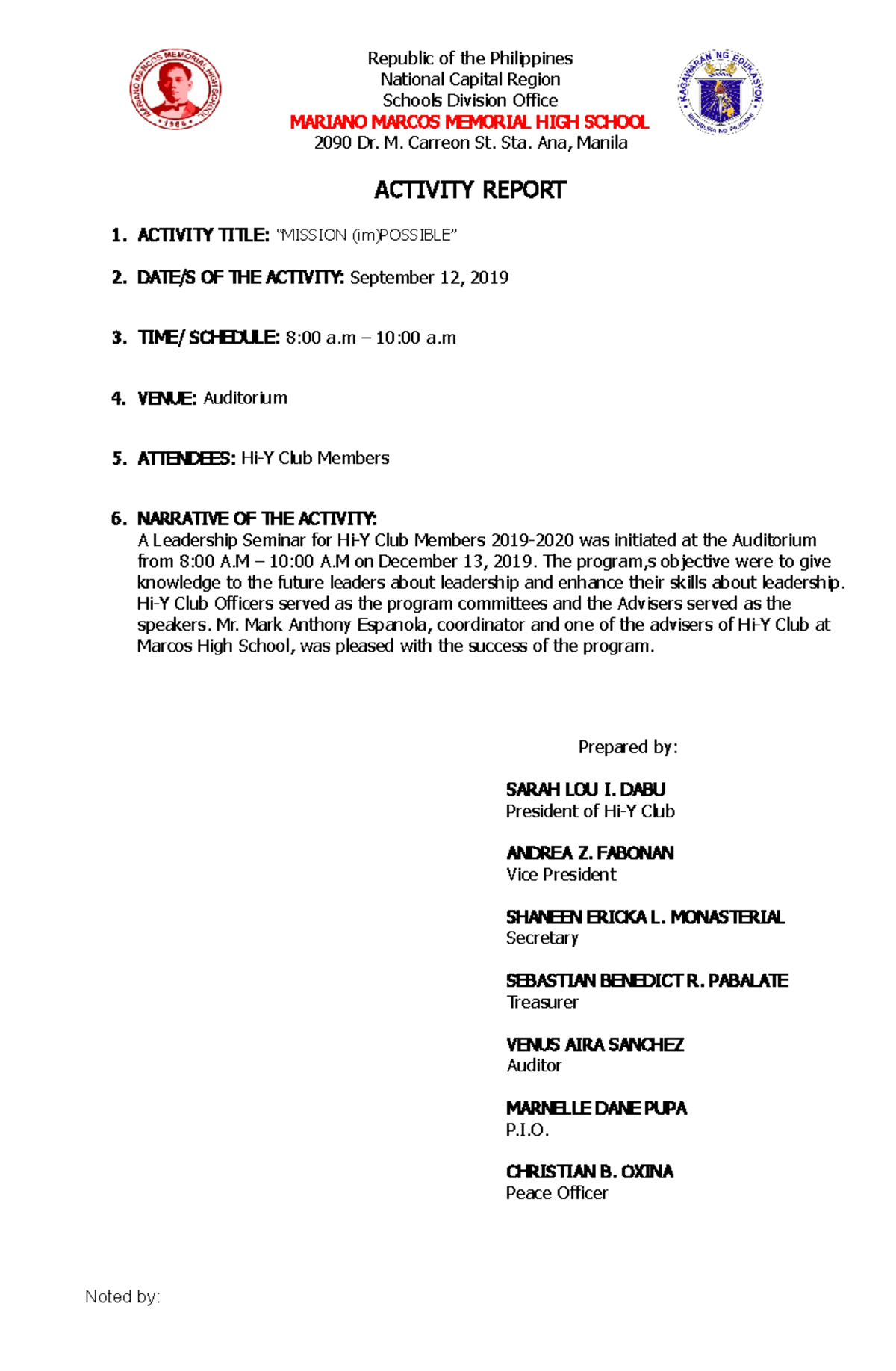 Activity-Report-1 - vgvhbfhgjhbnkml - Republic of the Philippines ...