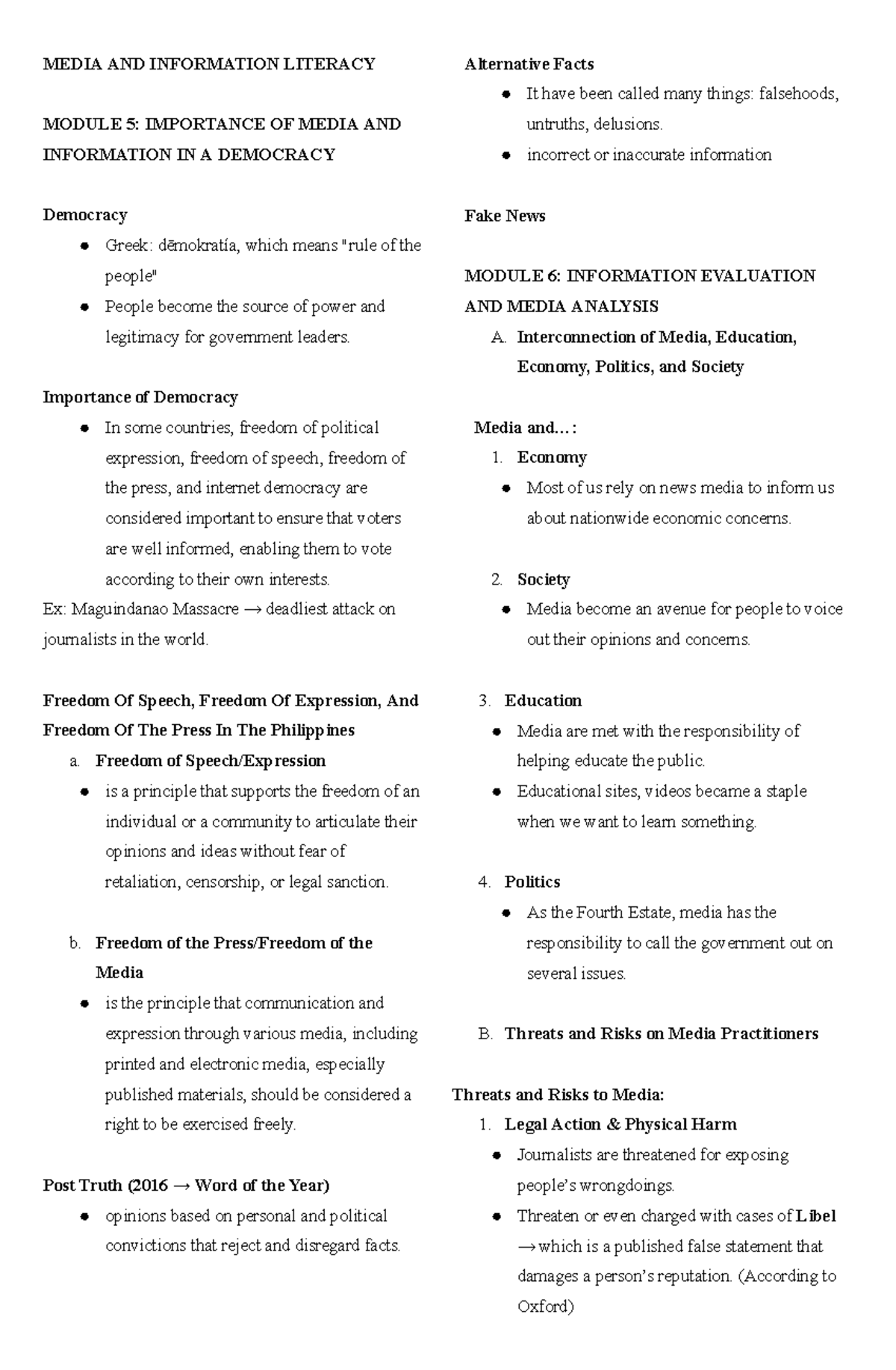 MIL - MIL reviewer - MEDIA AND INFORMATION LITERACY MODULE 5 ...