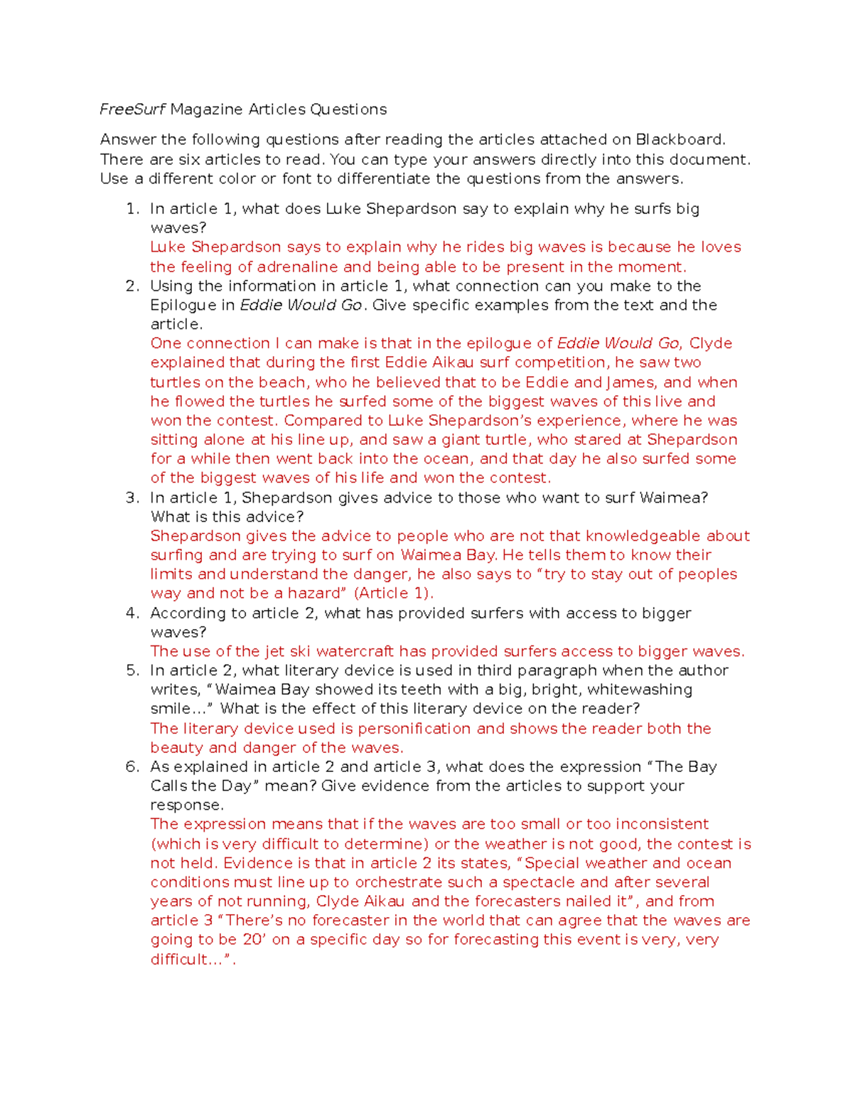 Free Surf articles questions FreeSurf Magazine Articles Questions