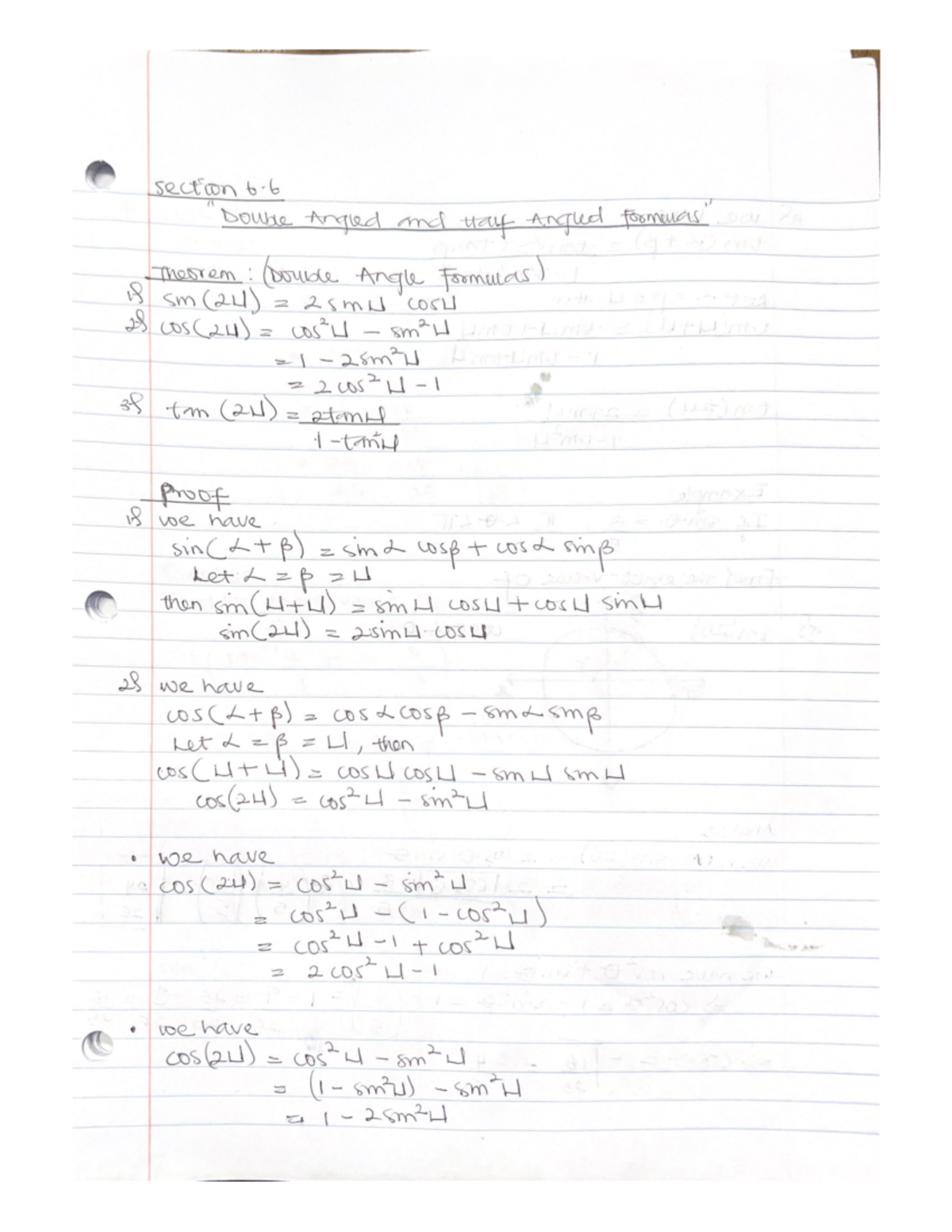 Math Notes 12 - Double-angled and half-angled formulas - MATH 3 - Studocu