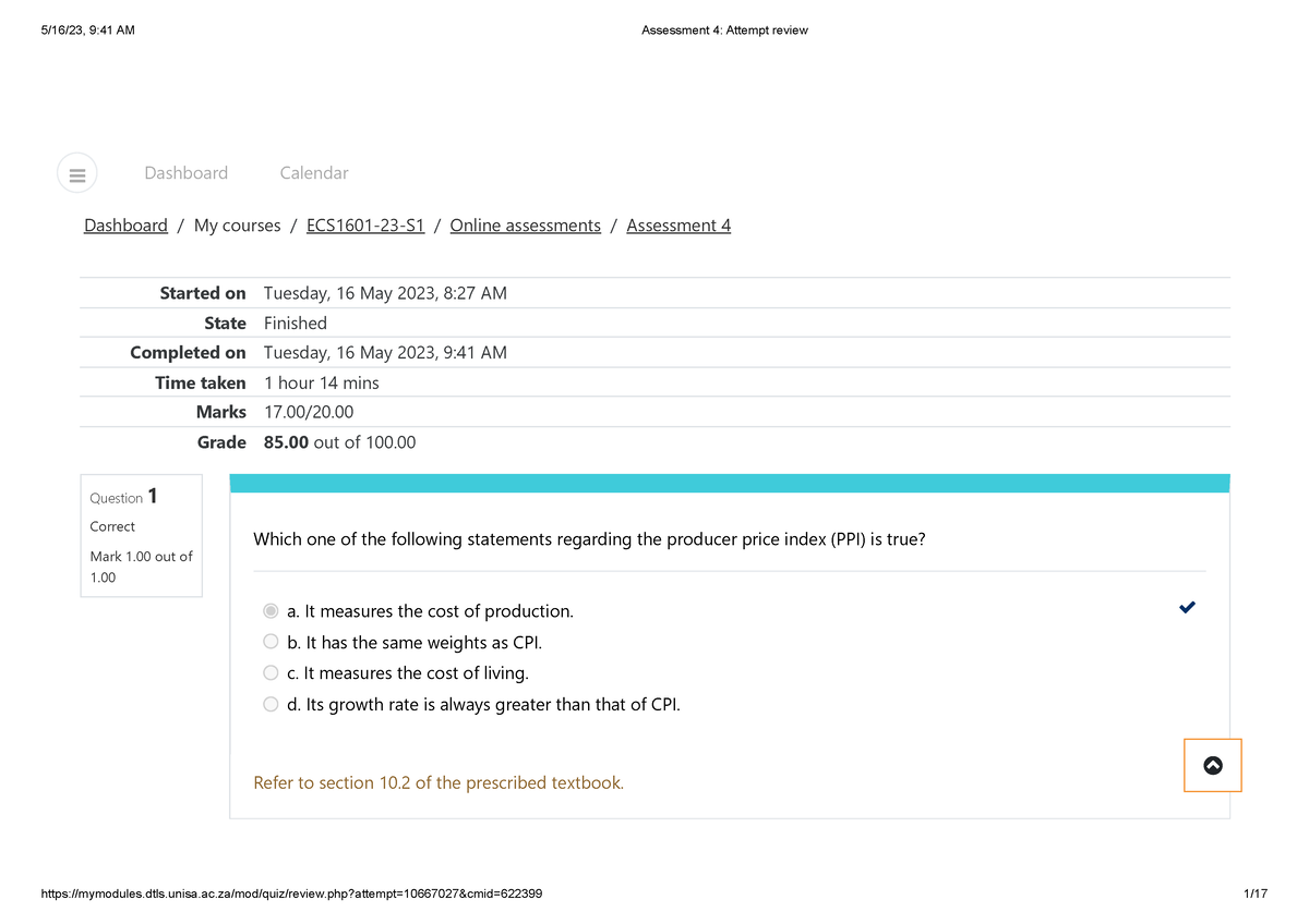 ECS1601 Assessment 4 Attempt Review - Question 1 Correct Mark 1 Out Of ...