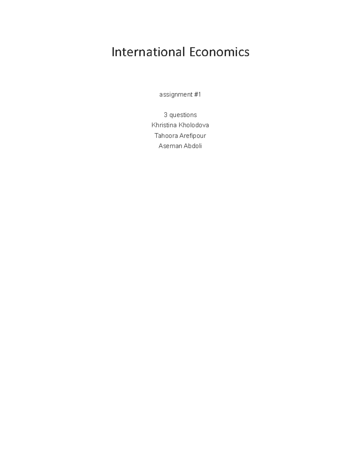 international economics assignment pdf