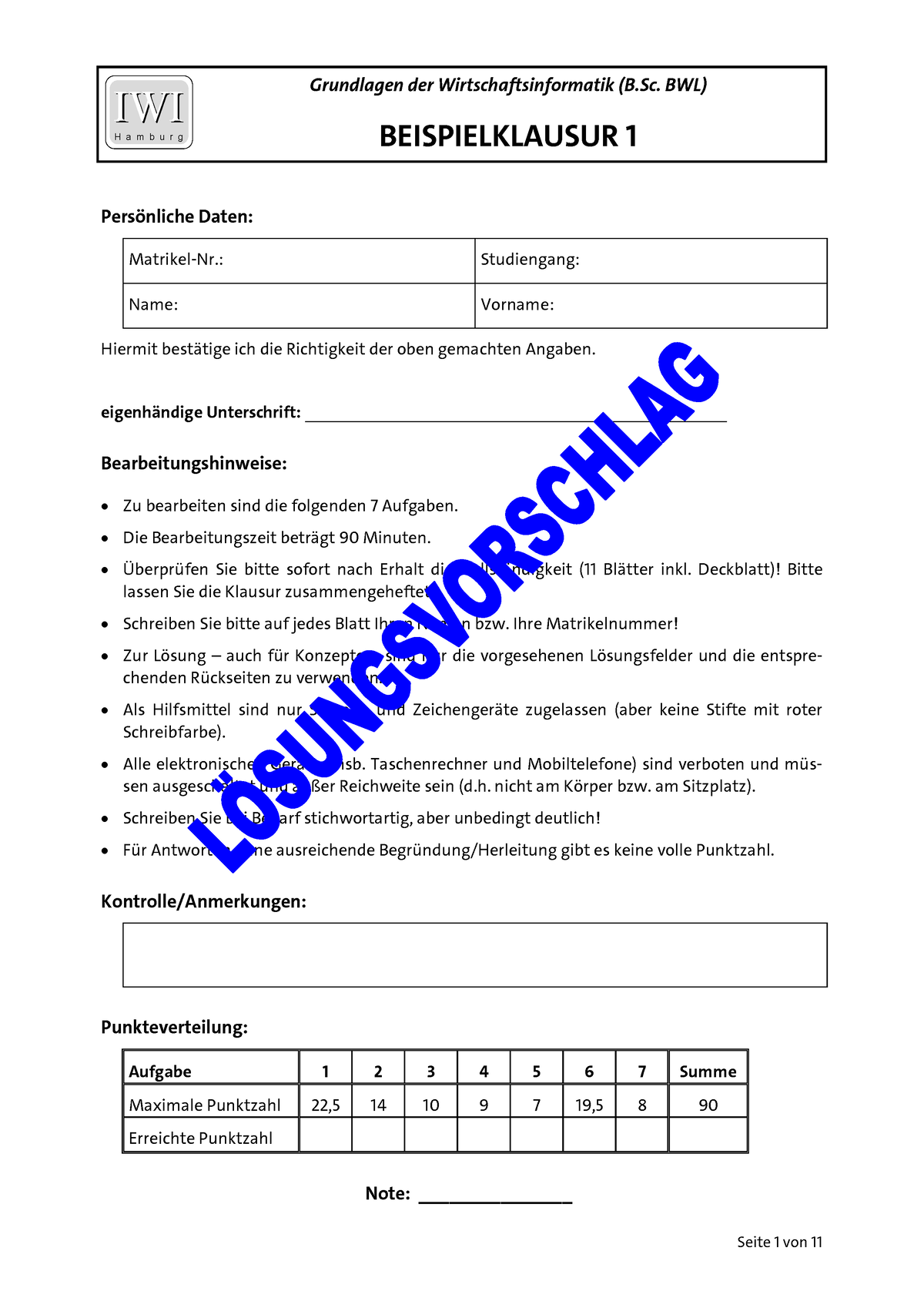 G Rwinf-Beispielklausur 1-Lösung - Grundlagen Der Wirtschaftsinformatik ...