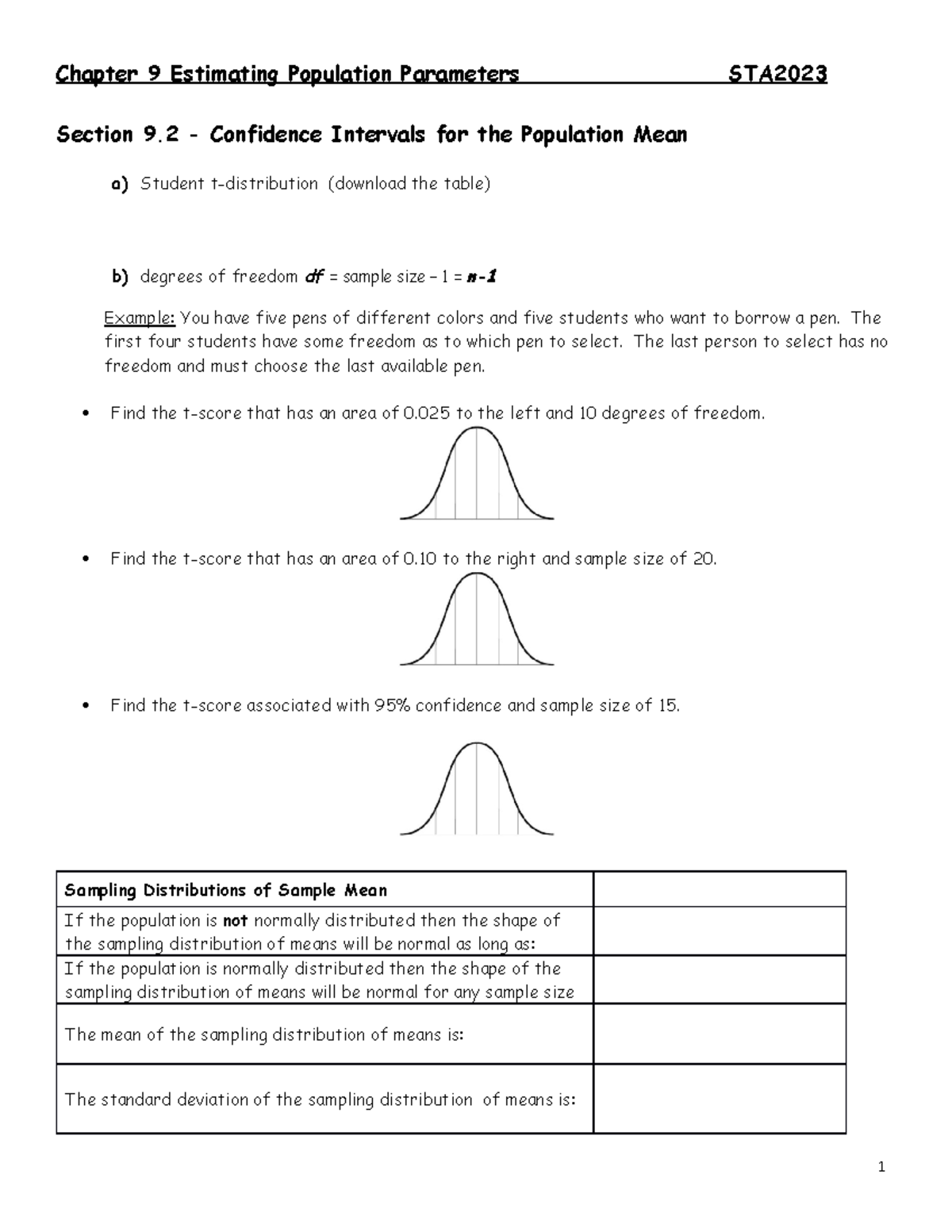 Chapter 9.2 Lecture Notes - Chapter 9 Estimating Population Parameters ...