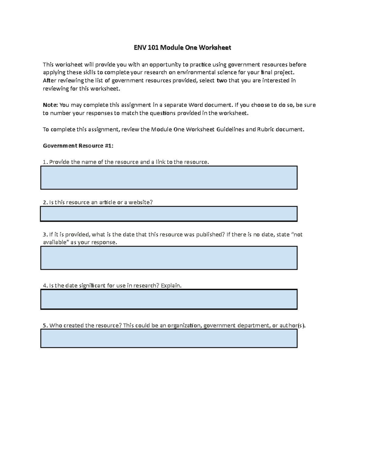 ENV101 12 Worksheet Hazardous Household Products and Regulations for