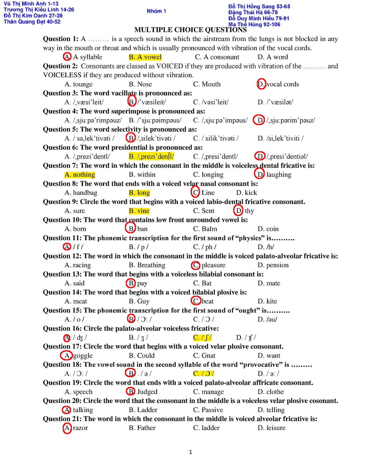 Multiple Choice Questions Lecture 1234 Key 5 Multiple Choice Questions Question 1 A 3947