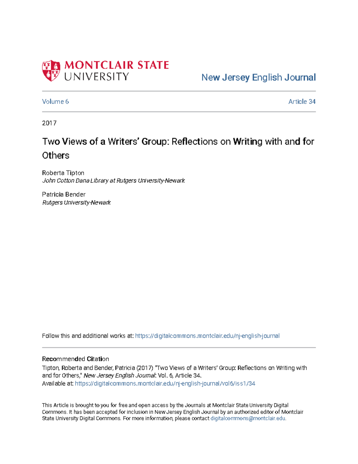 Two Views of a Writers Group Reflections on Writing with and for others ...