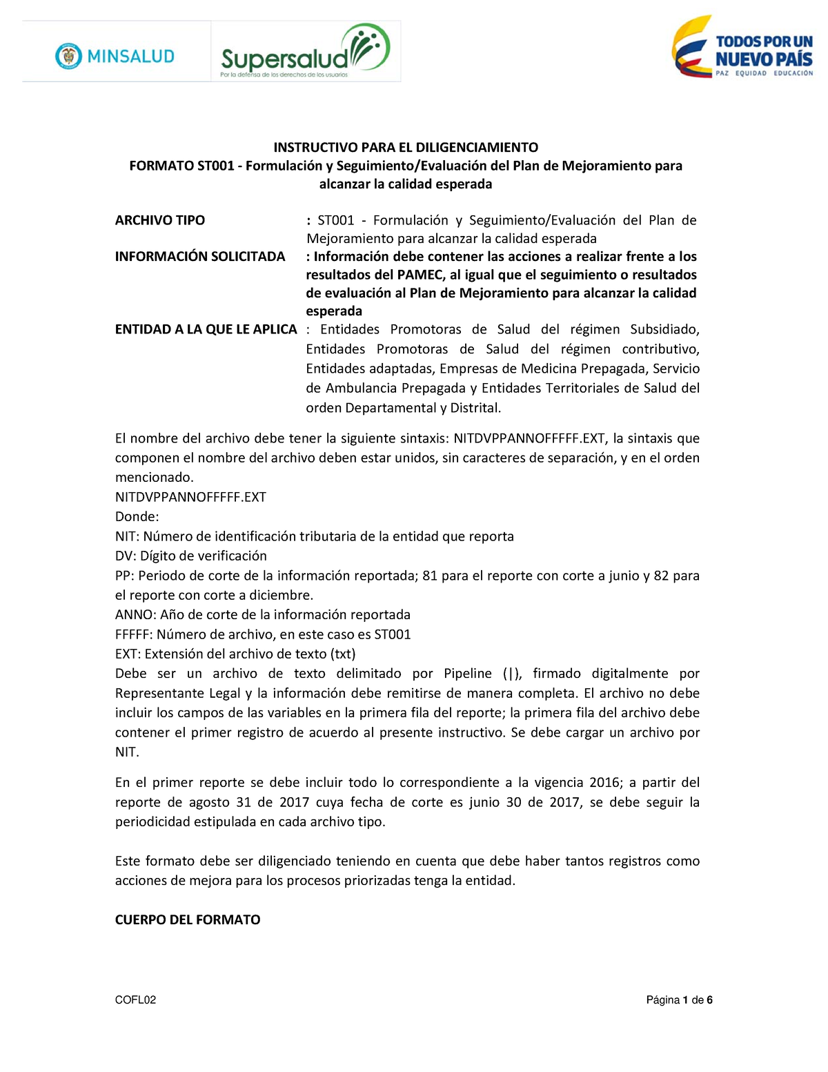 Instructivo ST001 - INSTRUCTIVO PARA EL DILIGENCIAMIENTO FORMATO ST001 ...