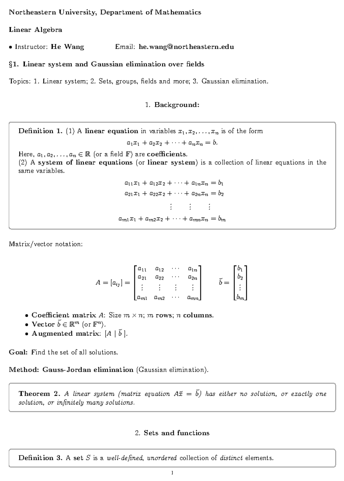 Lec11 Professor He Wang Northeastern University, Department of