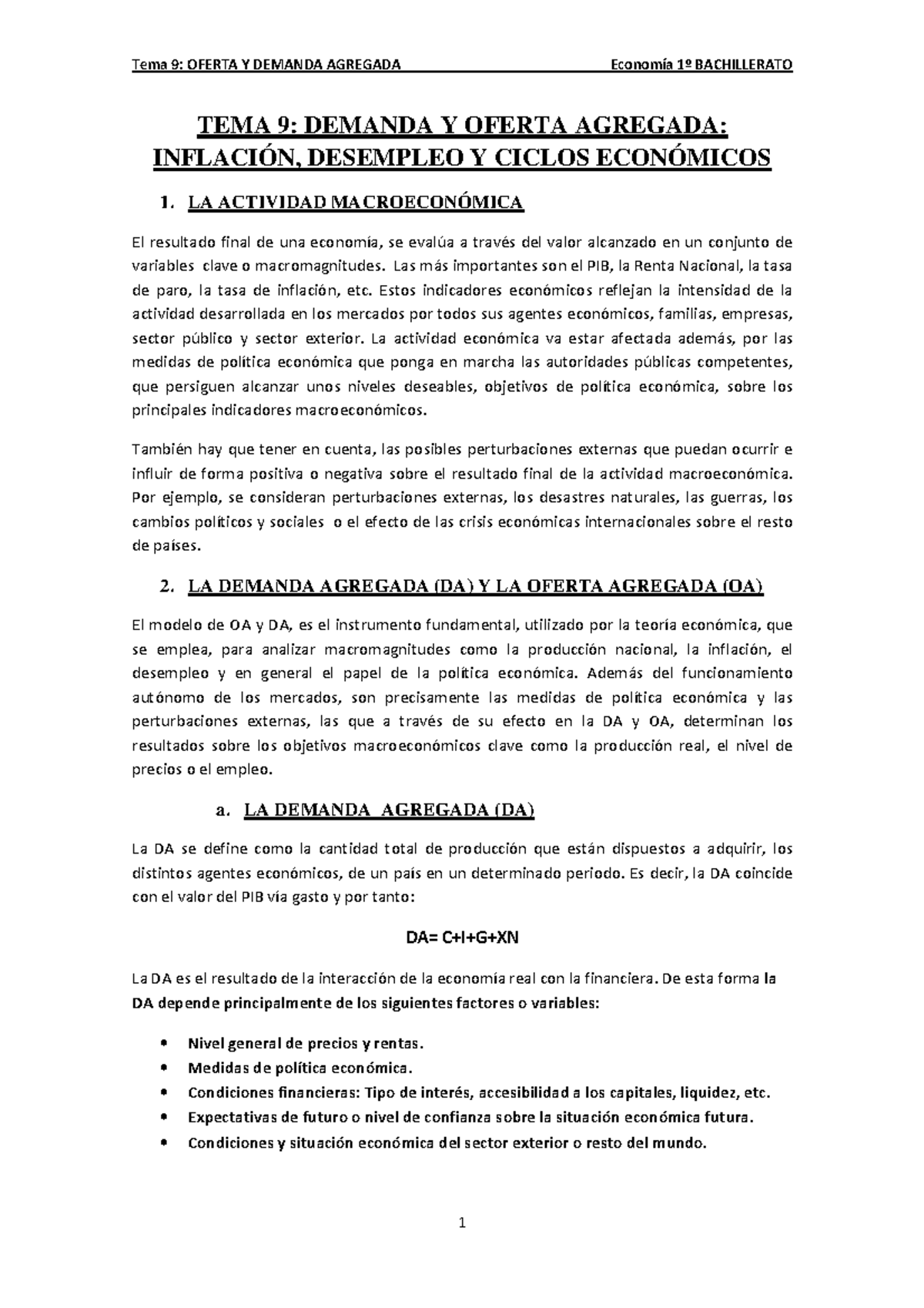 Teoria Tema 9 - Apuntes De Economía Completos Para Preparar Bien Los ...