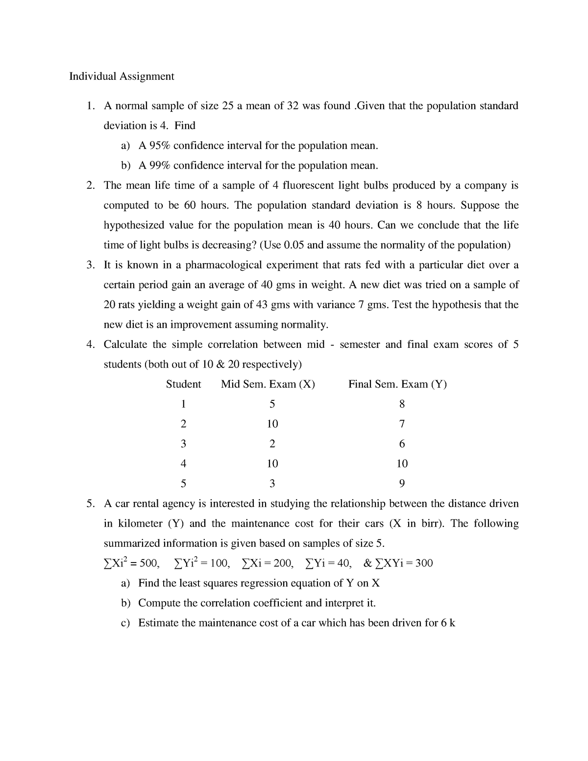 statistics signature assignment