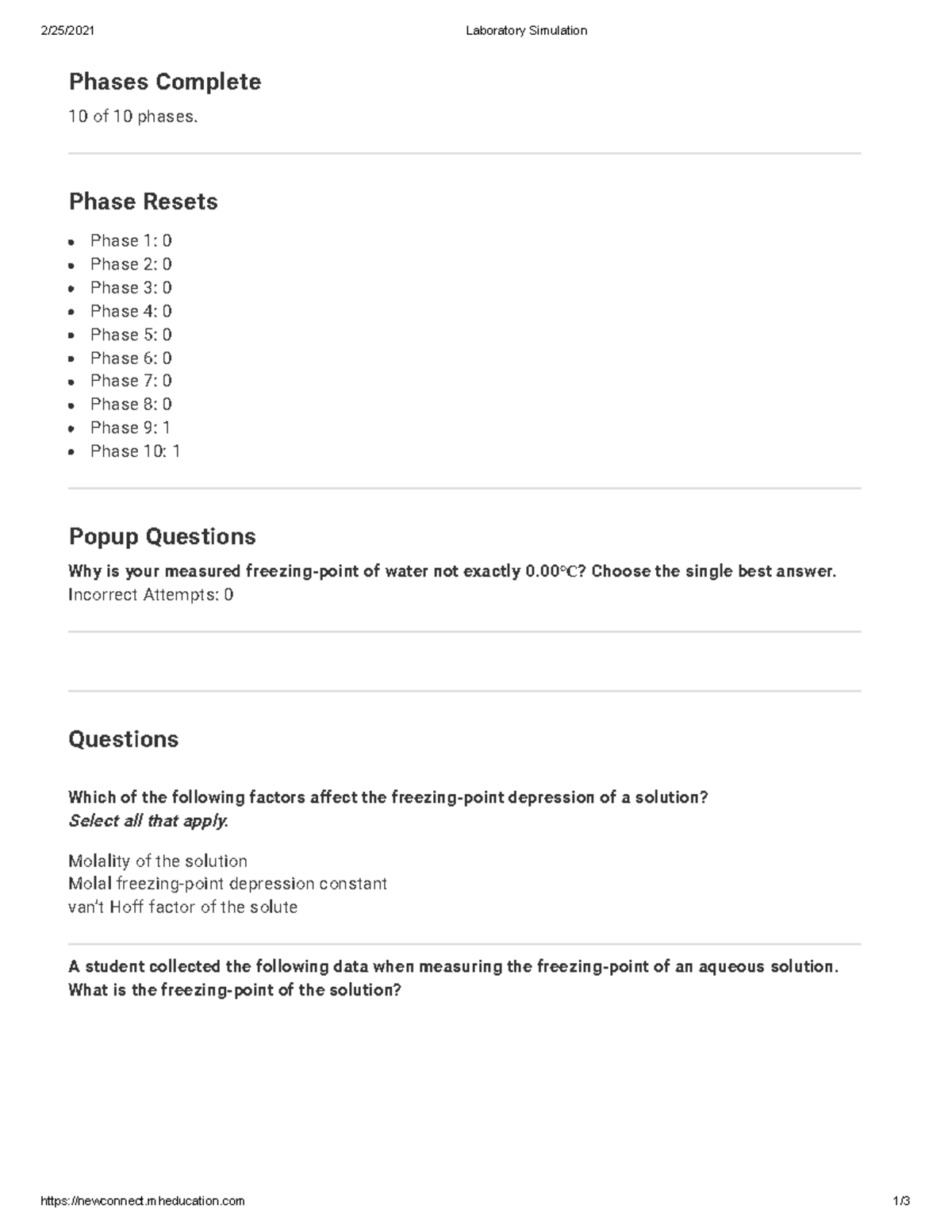 Colligative Property LAB WORK - 2/25/2021 Laboratory Simulation ...