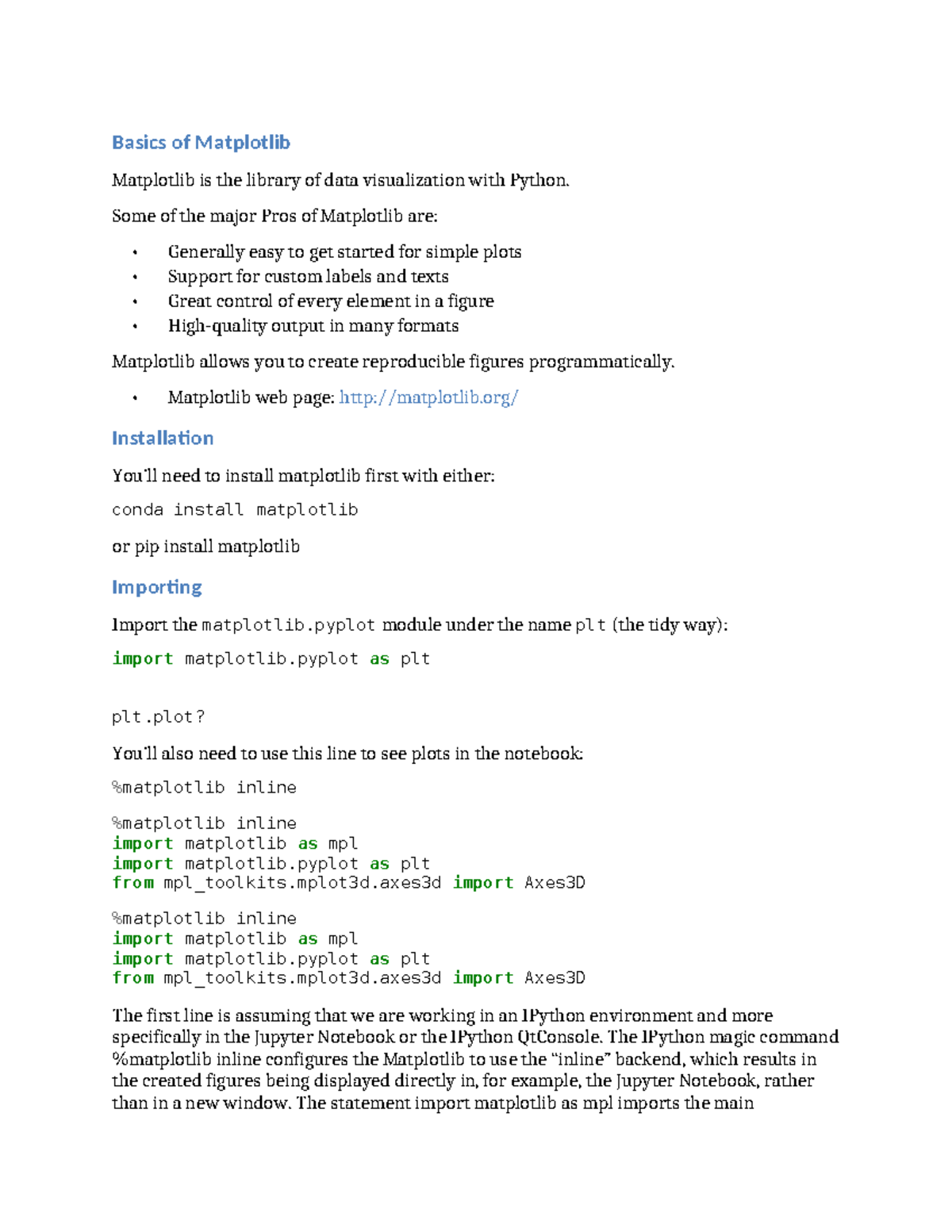 Vertopal - good ppt - Basics of Matplotlib Matplotlib is the library of ...