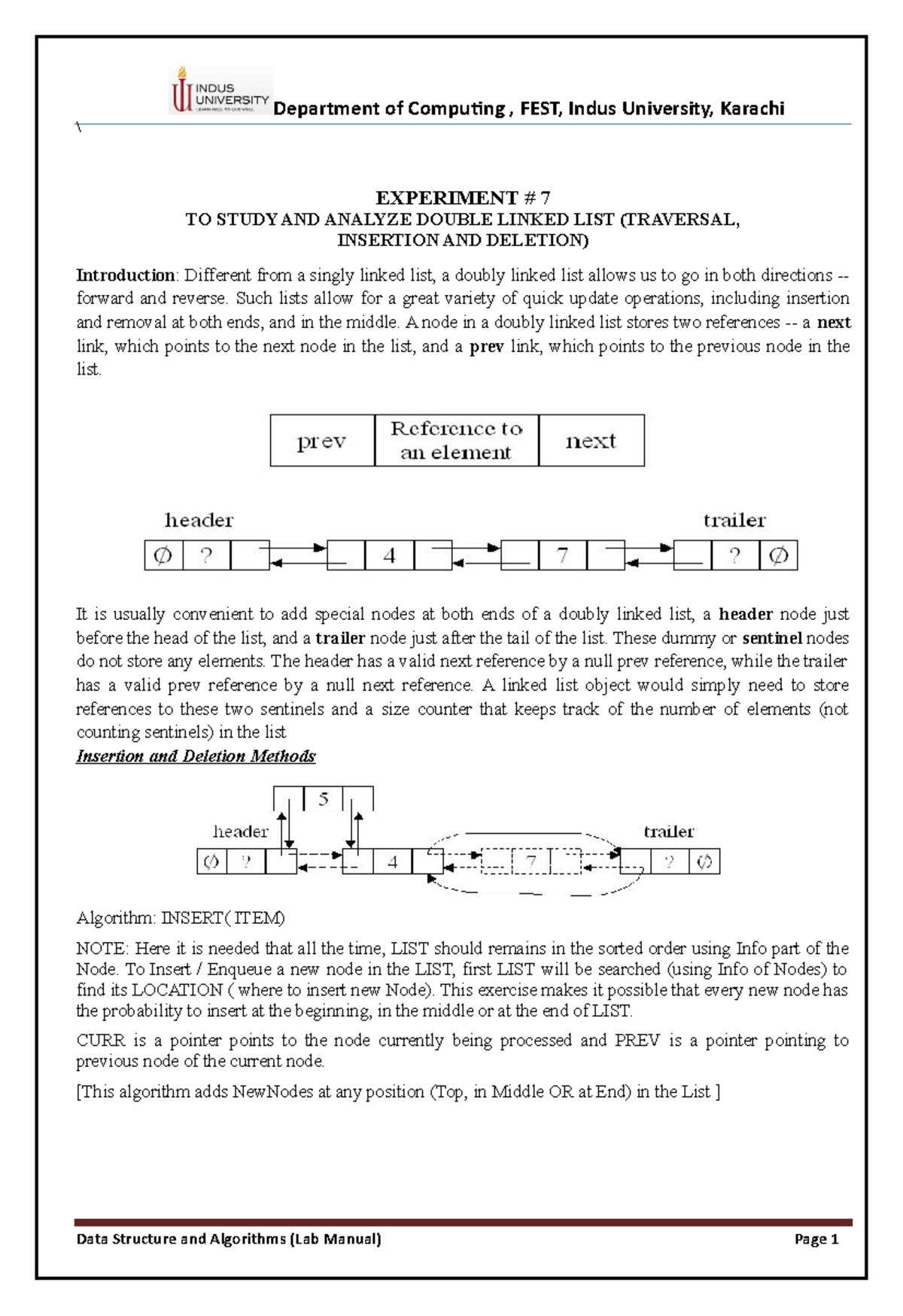 LAB 07 DSA - Assignment - Department of Computing , FEST, Indus ...