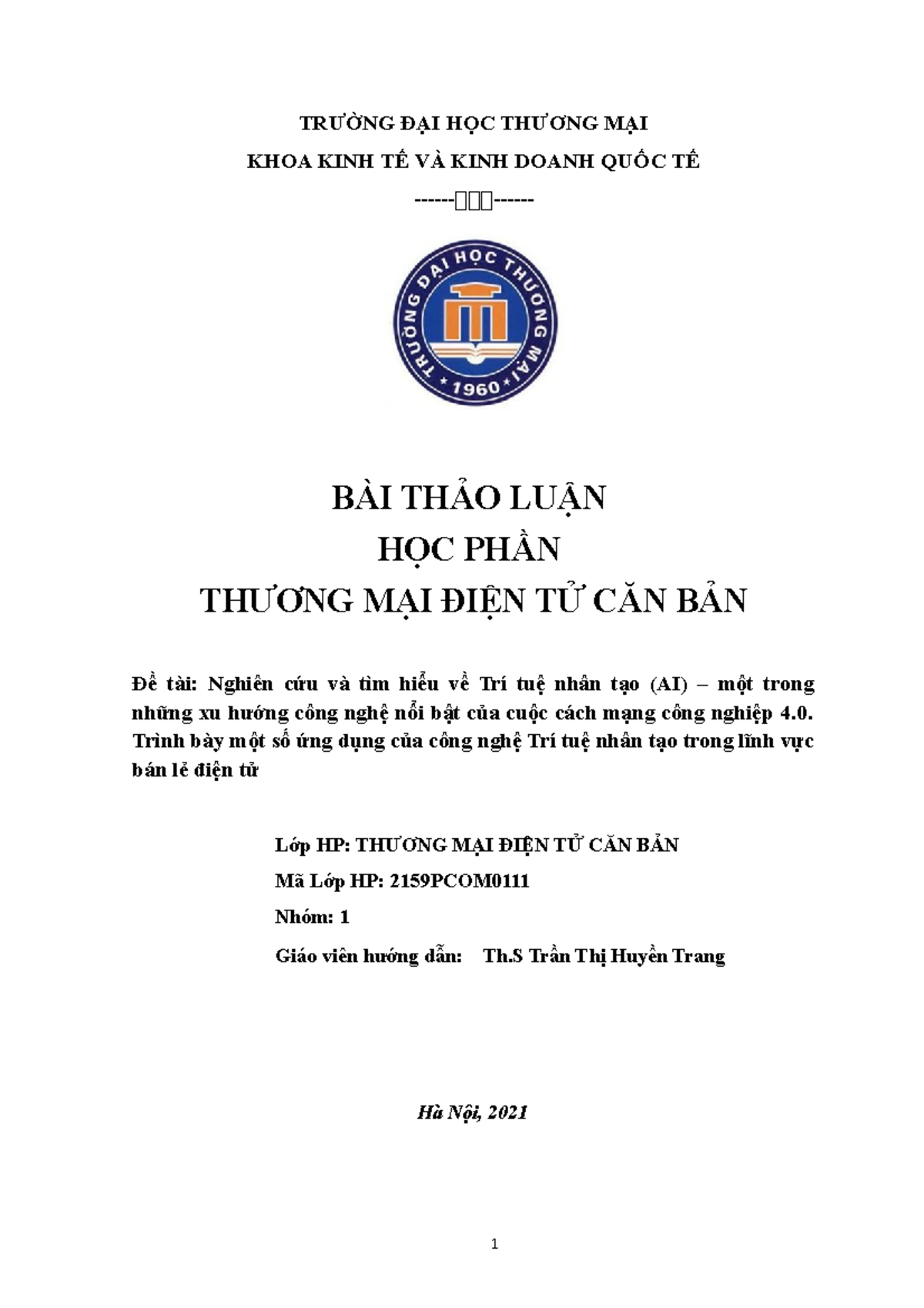 Nghiên cứu và tìm hiểu về Trí tuệ nhân tạo (AI) – một trong những xu hướng công nghệ nổi bật của - Studocu