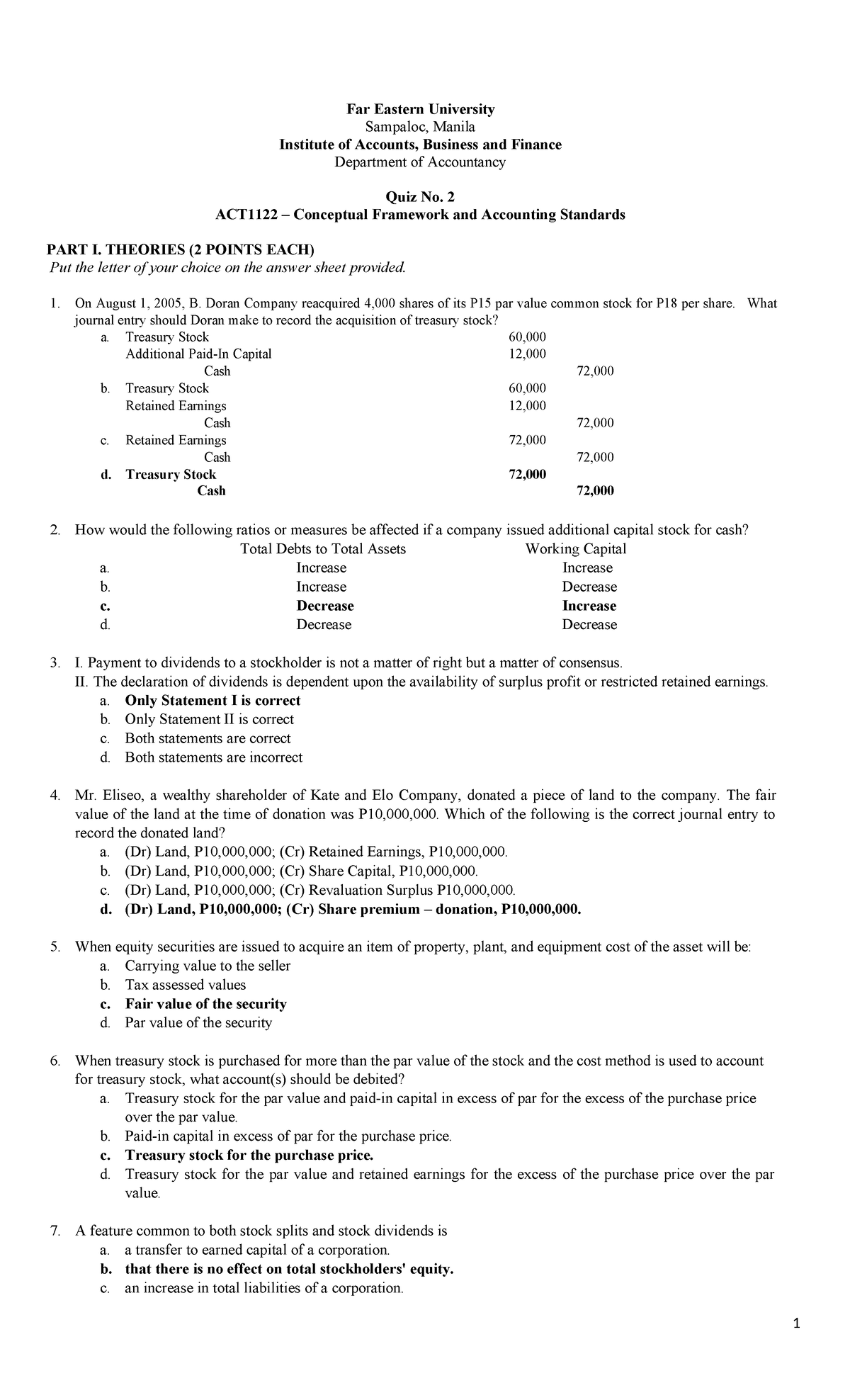 Act1122 Conceptual Framework And Accounting Standards Quiz No. 2 (final 